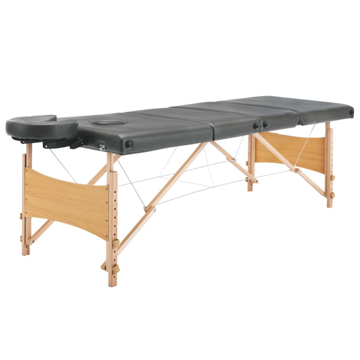 Camilla de masaje 4 zonas estructura madera antracita 186x68 cm