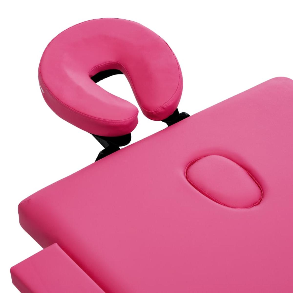Camilla de masaje plegable 4 zonas aluminio rosa
