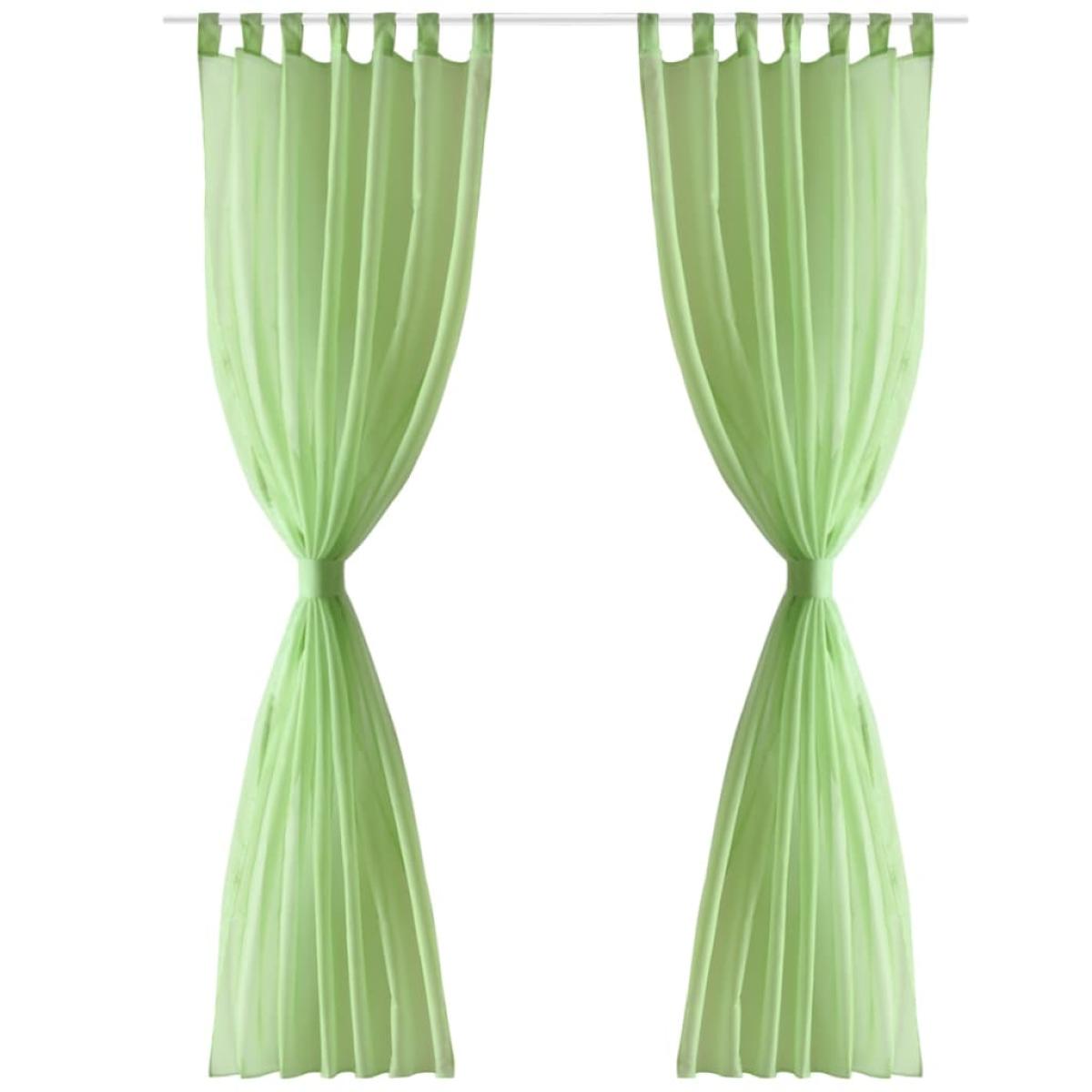 2 Cortinas verdes transparentes 140 x 175 cm