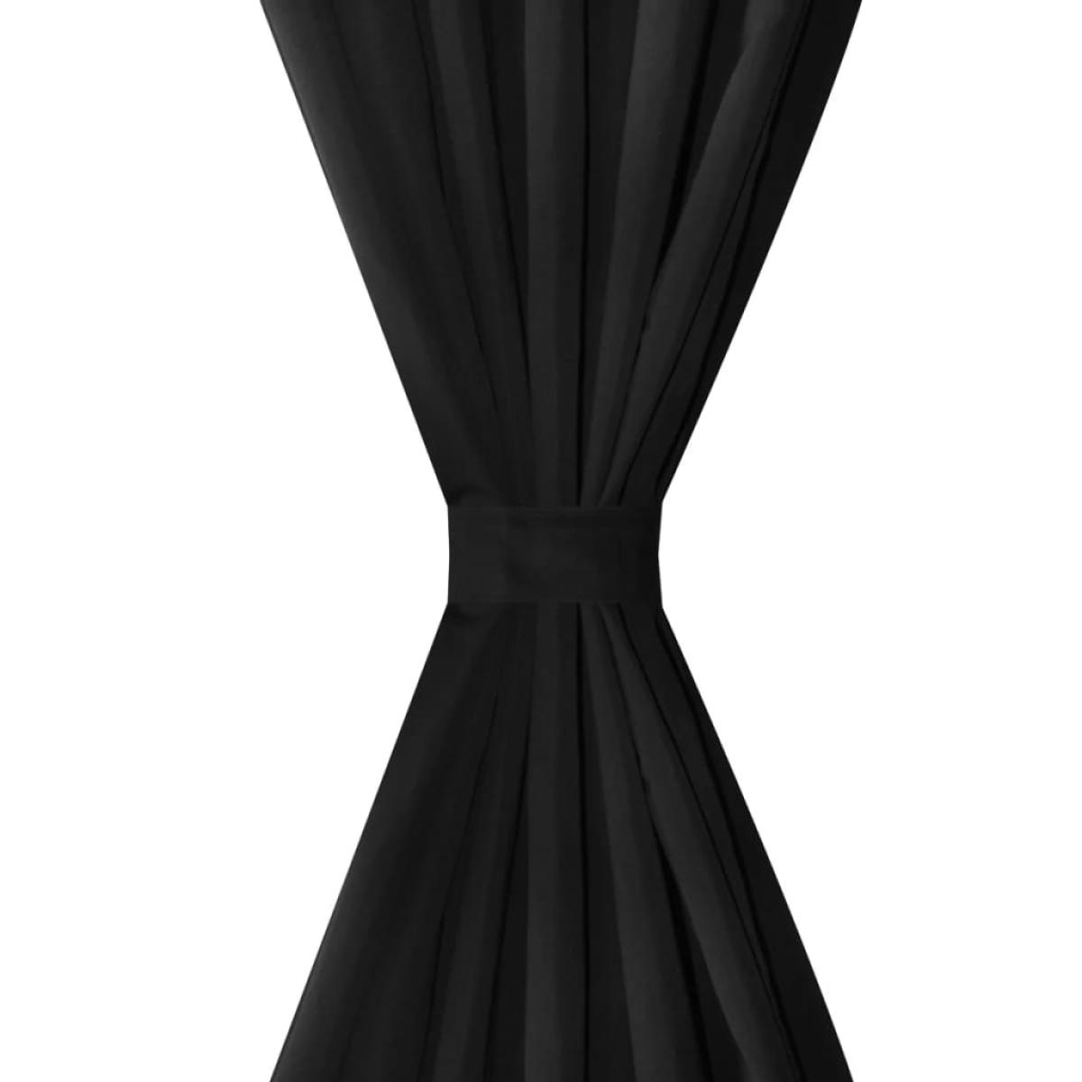 2 cortinas negras micro-satinadas con trabillas, 140 x 225 cm