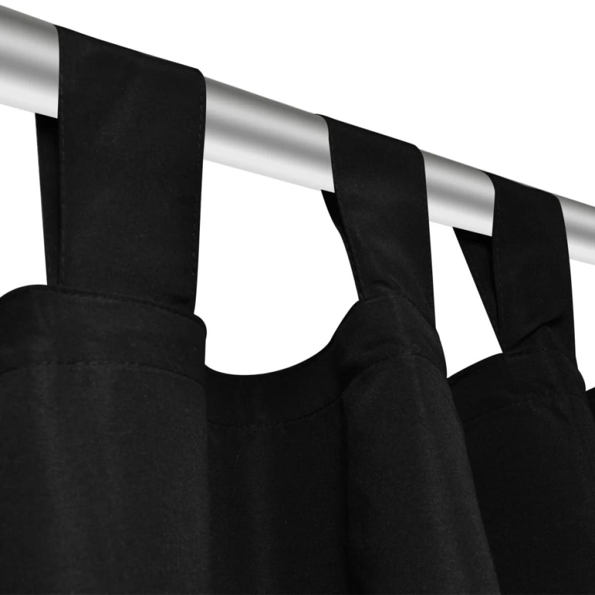 2 cortinas negras micro-satinadas con trabillas, 140 x 225 cm