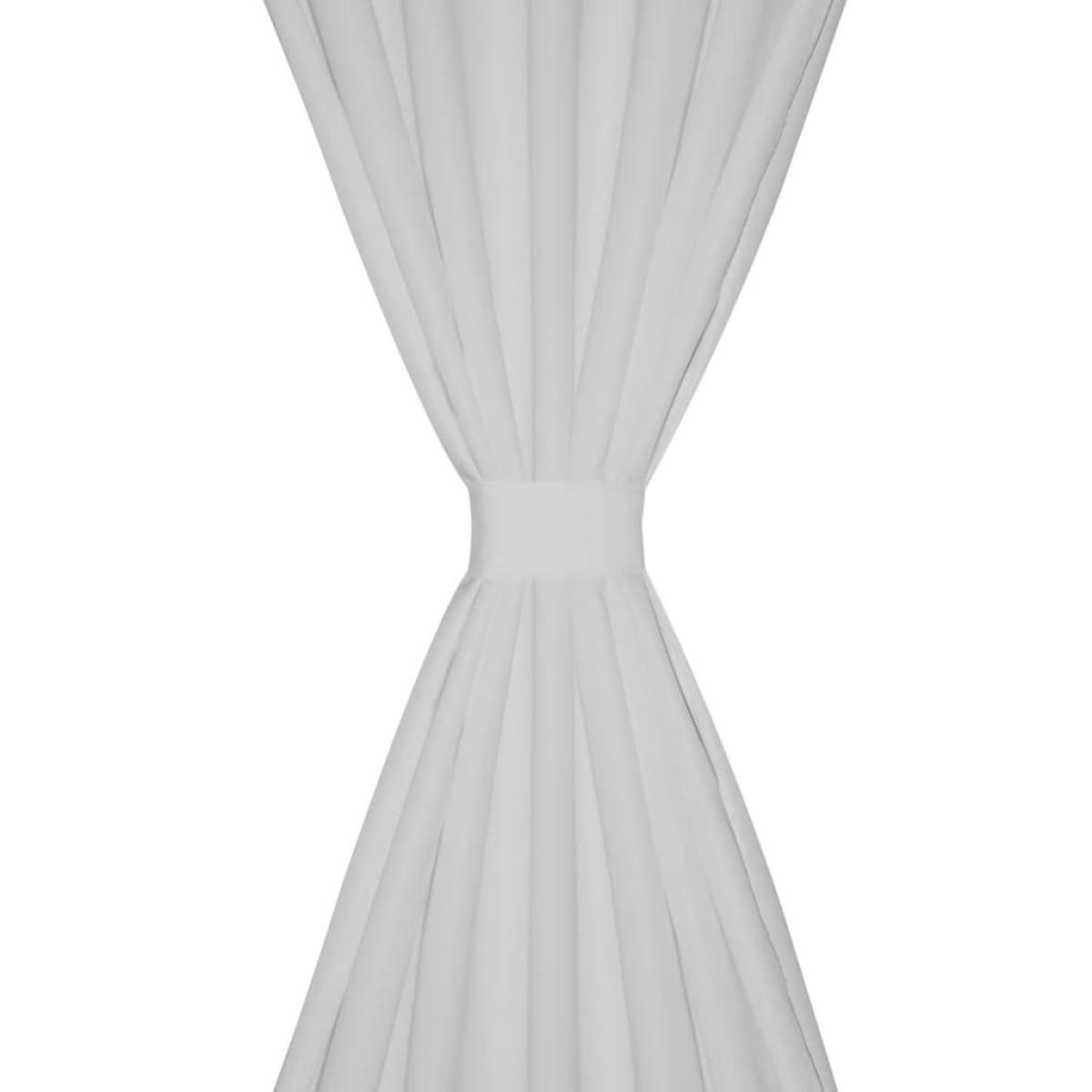 Cortinas de micro-raso con bucles 2 unidades blanco 140x225 cm 