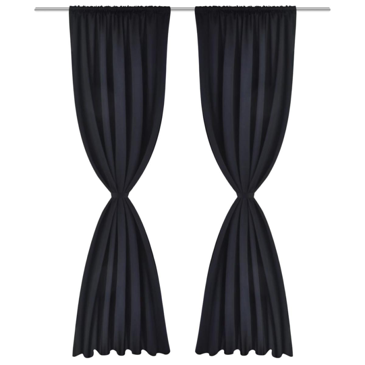 2 cortinas negras oscuras con jaretas, blackout 135 x 245 cm