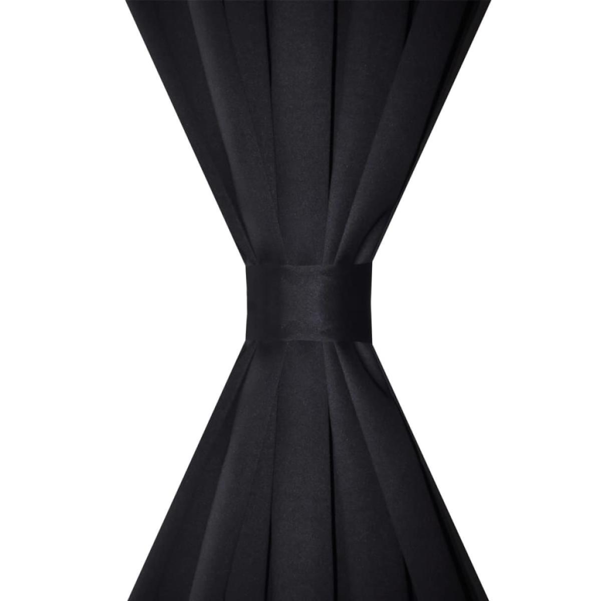 2 cortinas negras oscuras con jaretas, blackout 135 x 245 cm