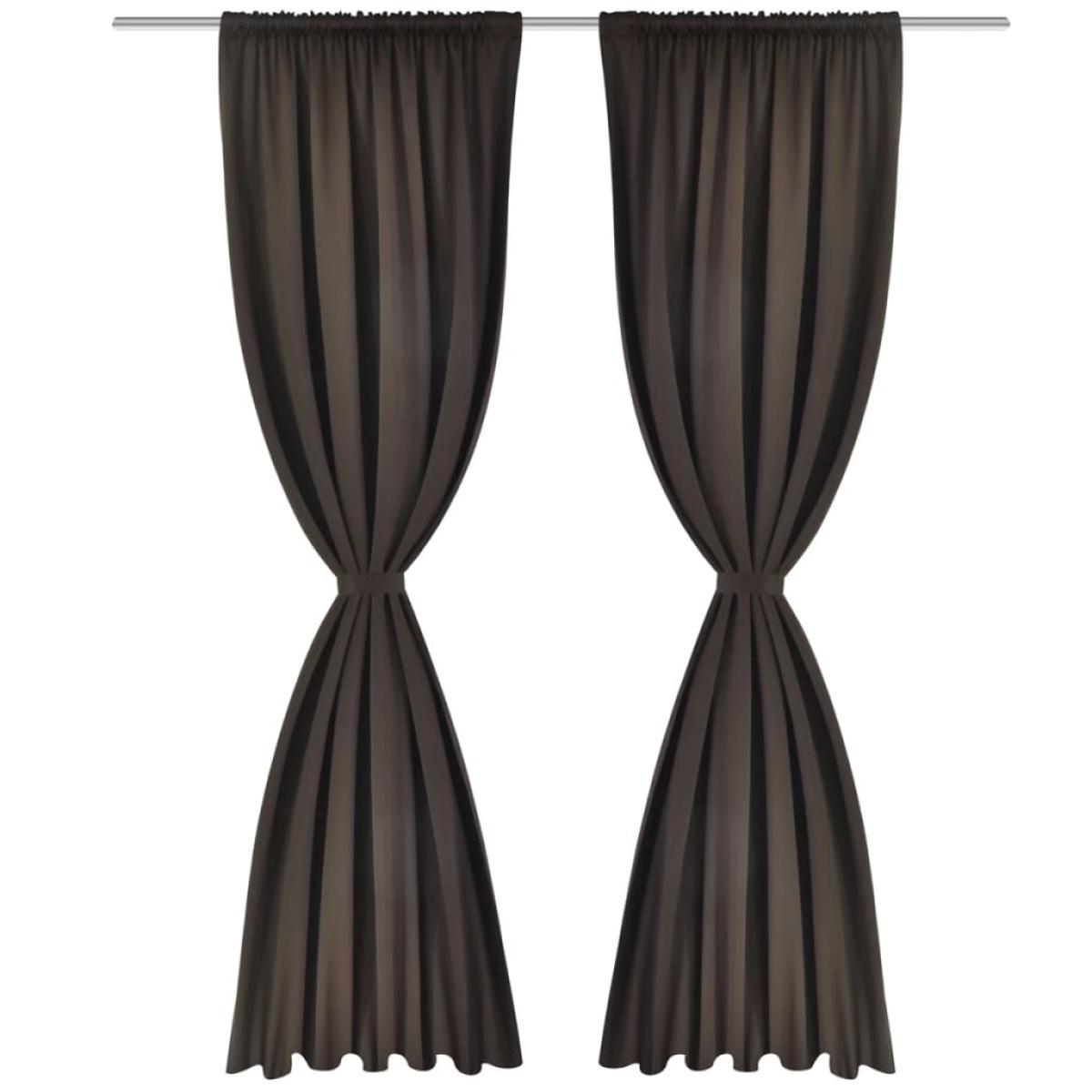 2 cortinas marrones oscuras con jaretas, blackout 135 x 245 cm