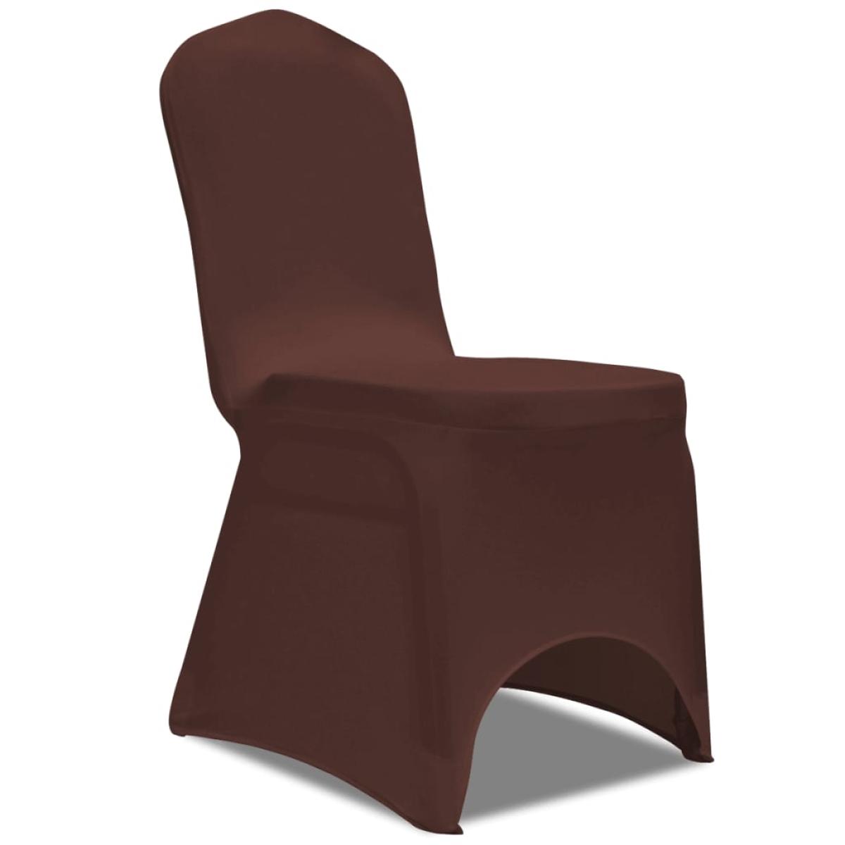 Funda de silla elástica 6 unidades marrón