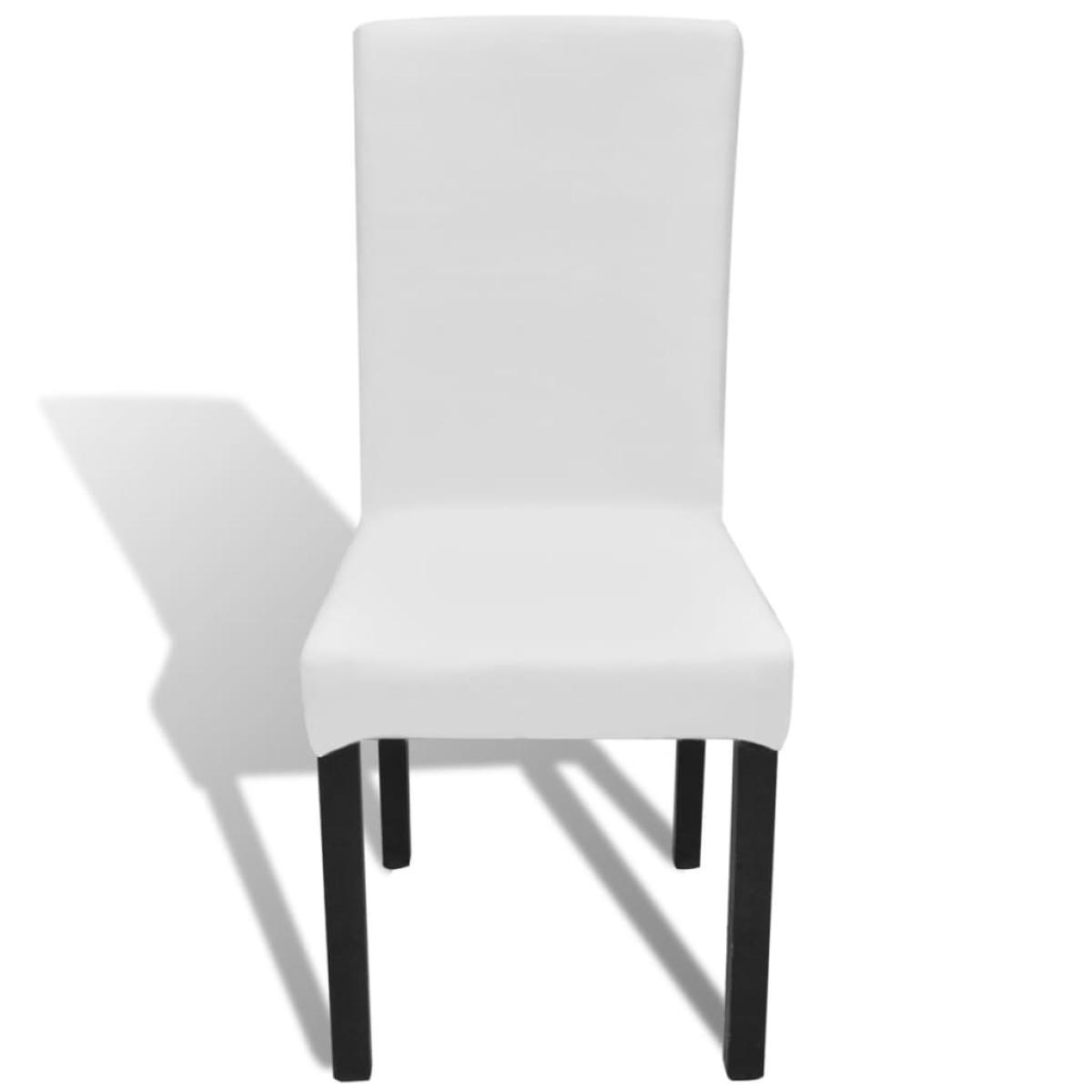 Funda de silla elástica recta 4 unidades blanca