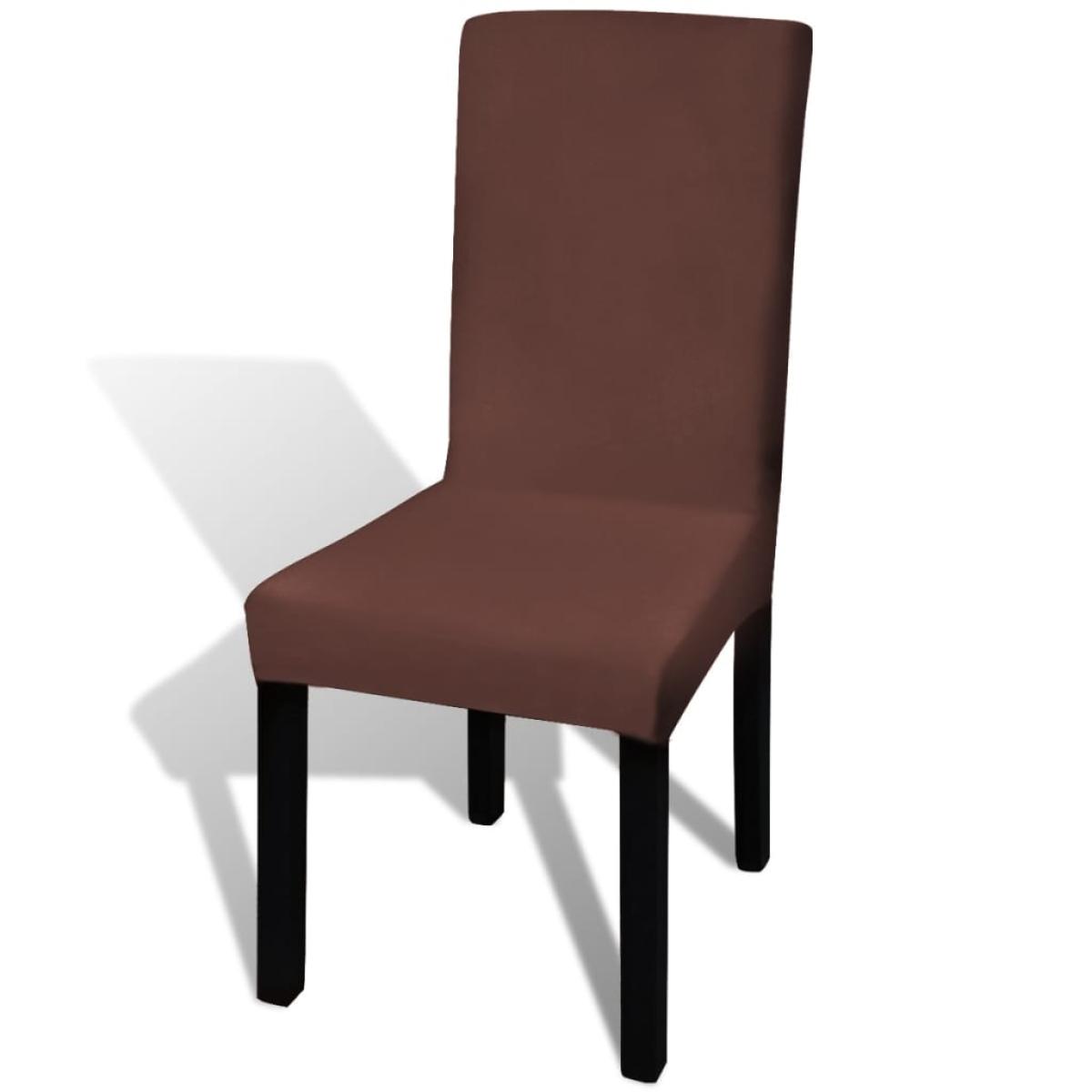 Funda para silla elástica recta 4 unidades marrón