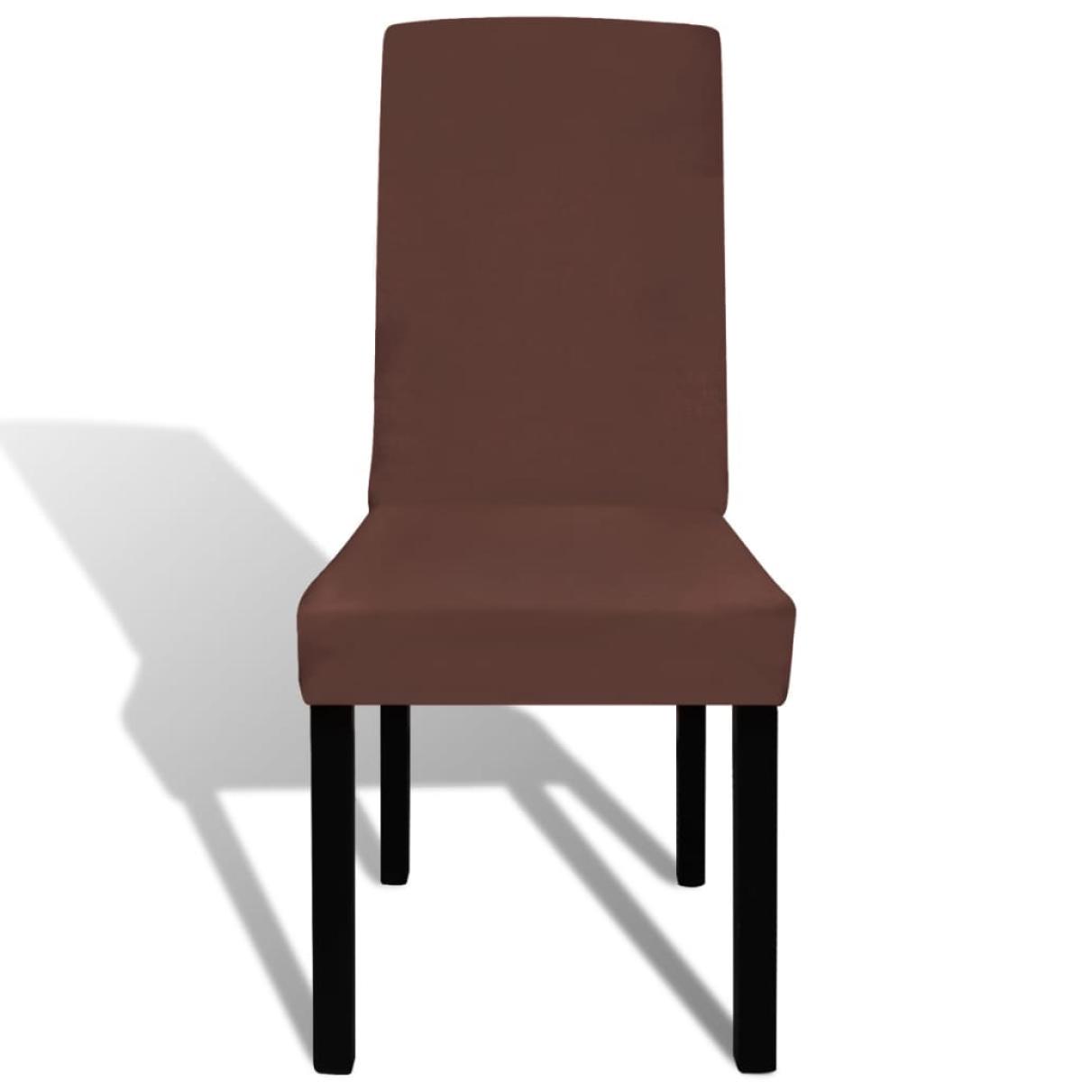 Funda para silla elástica recta 4 unidades marrón