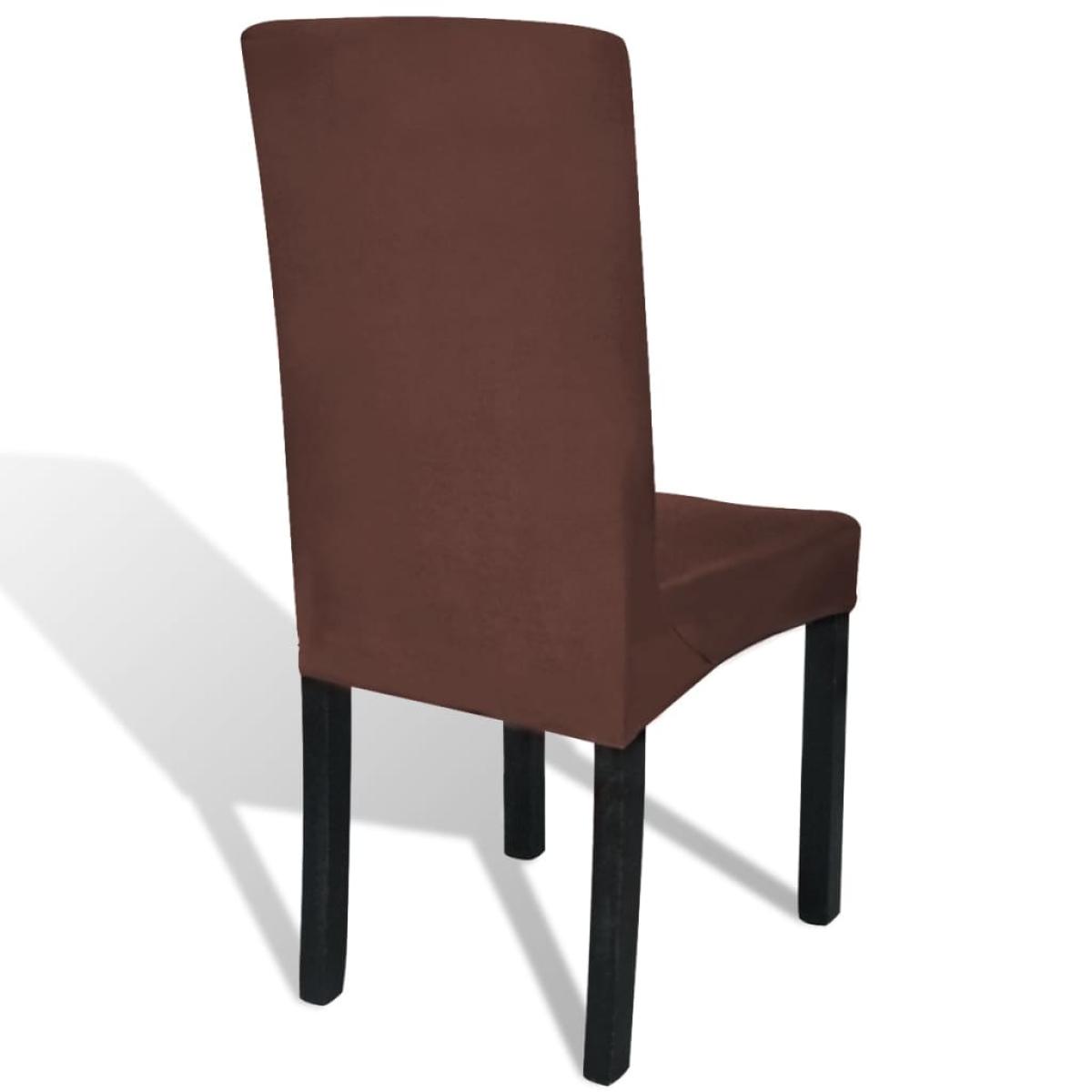 Funda para silla elástica recta 4 unidades marrón