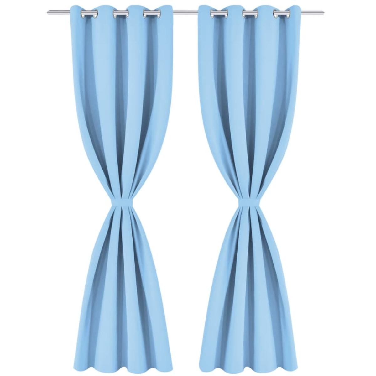 Cortinas opacas 2 piezas con ojales de metal 135x175cm turquesa