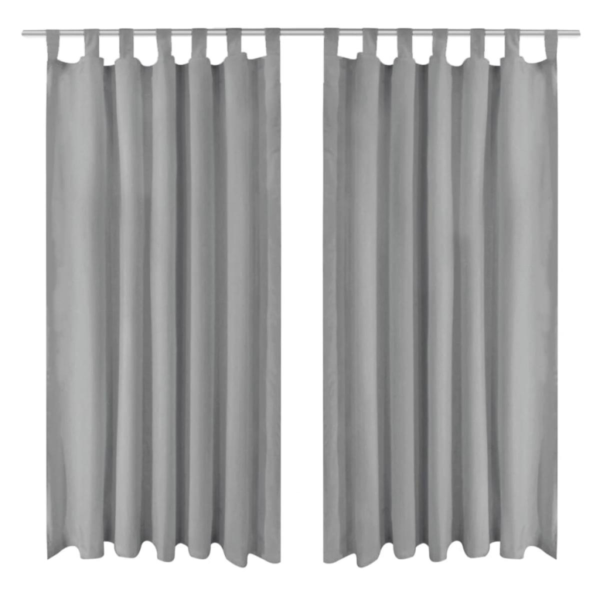 Cortinas de micro-raso con bucles 2 unidades 140x225 cm gris