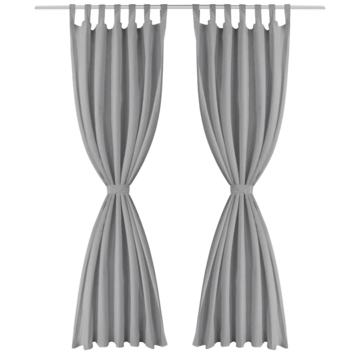 Cortinas de micro-raso con bucles 2 unidades 140x225 cm gris