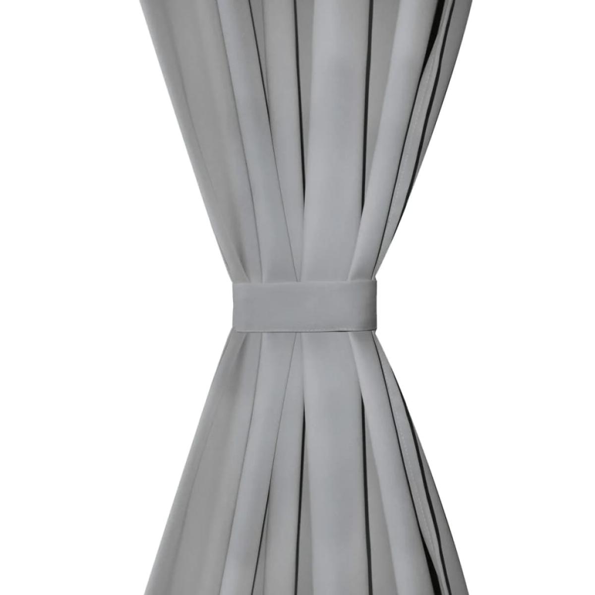 Cortinas de micro-raso con bucles 2 unidades 140x225 cm gris