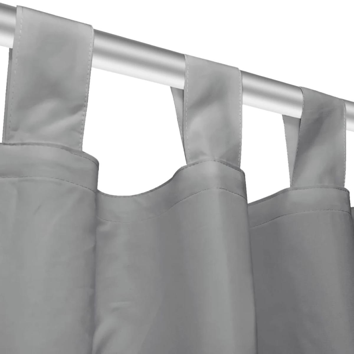 Cortinas de micro-raso con bucles 2 unidades 140x225 cm gris