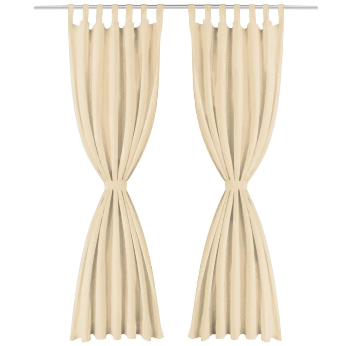 Cortinas de micro-raso con bucles 2 unidades 140x245 cm beis