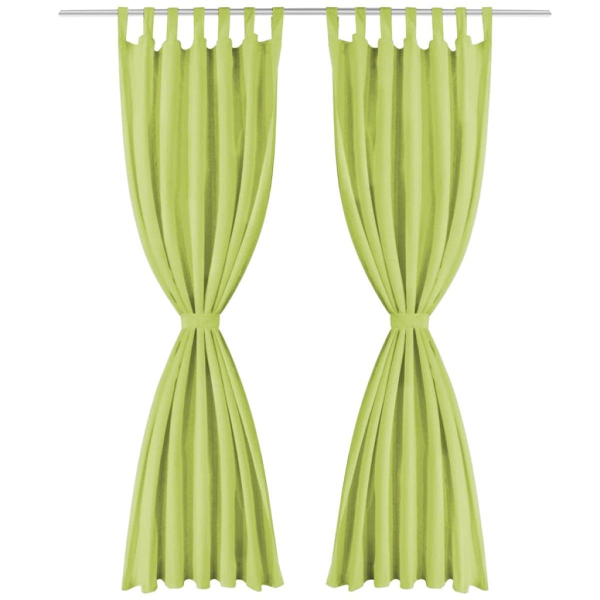 Cortinas de micro-raso con bucles 2 unidades 140x245 cm verde