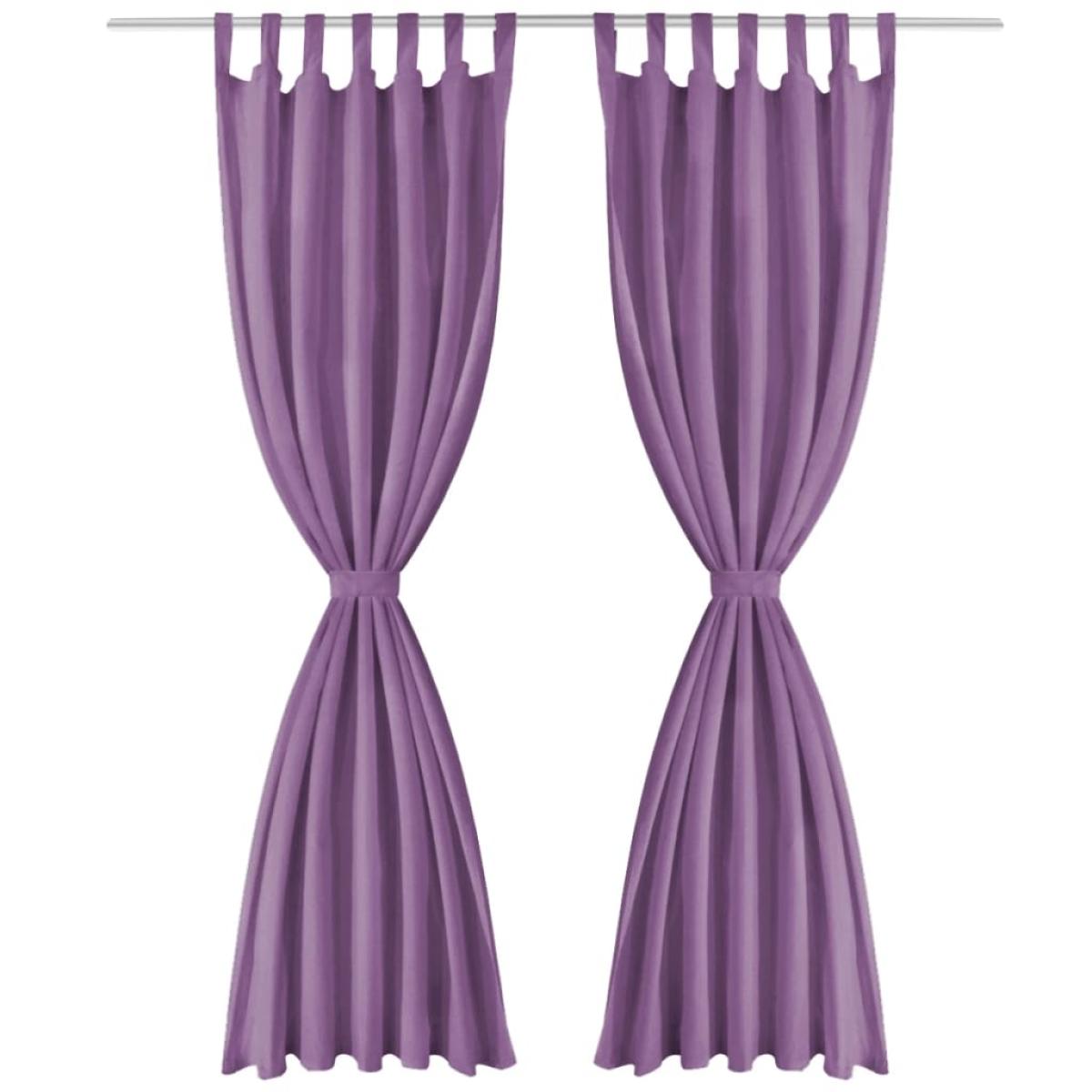 Cortinas de micro-raso con bucles 2 unidades 140x175cm lila