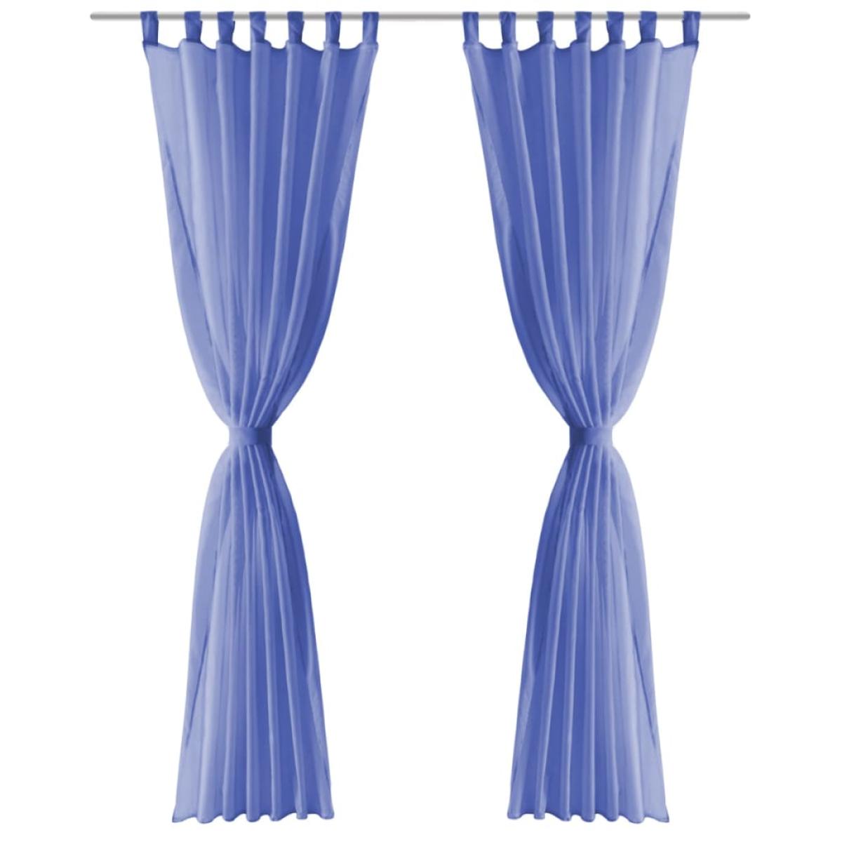 Cortinas de gasa 2 unidades 140x175 cm azul real