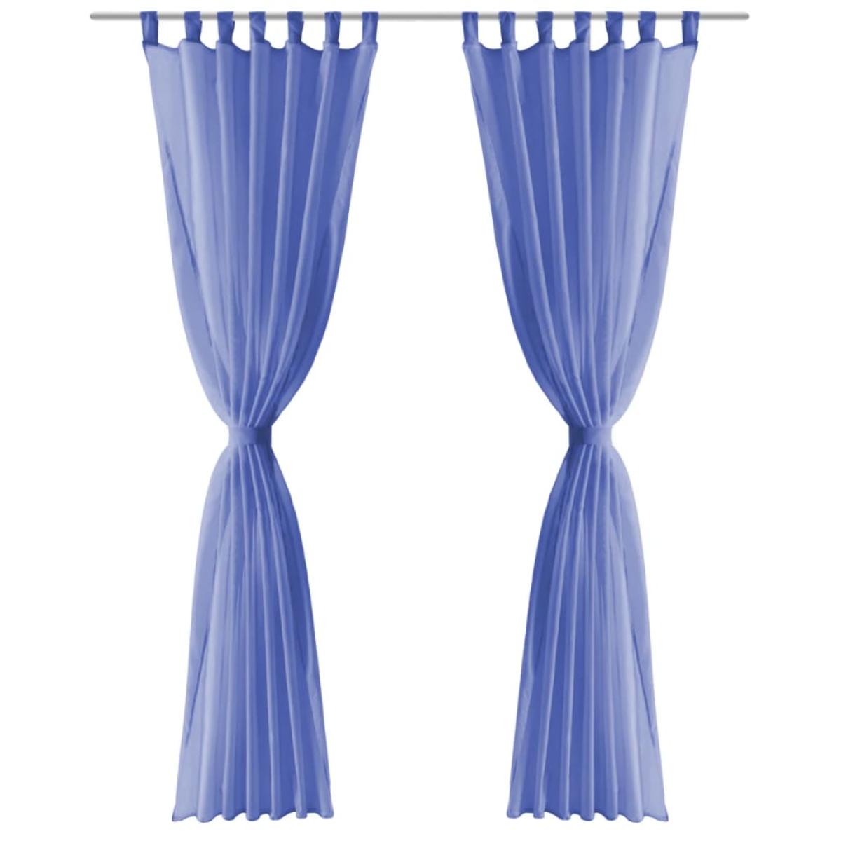 Cortinas de gasa 2 unidades 140x245 cm azul real