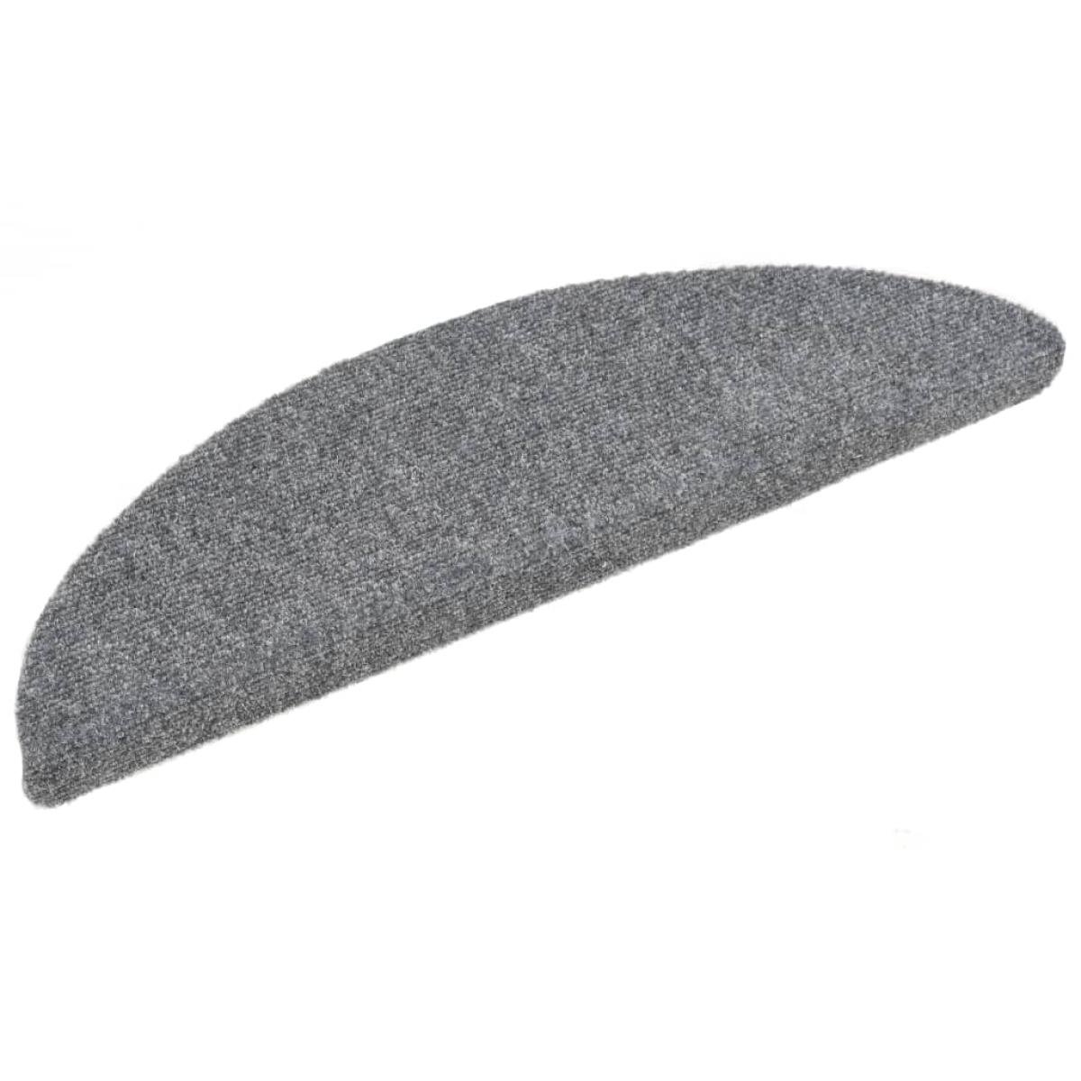 Alfombrilla de escaleras 15 uds tela punzonada gris 56x17x3 cm