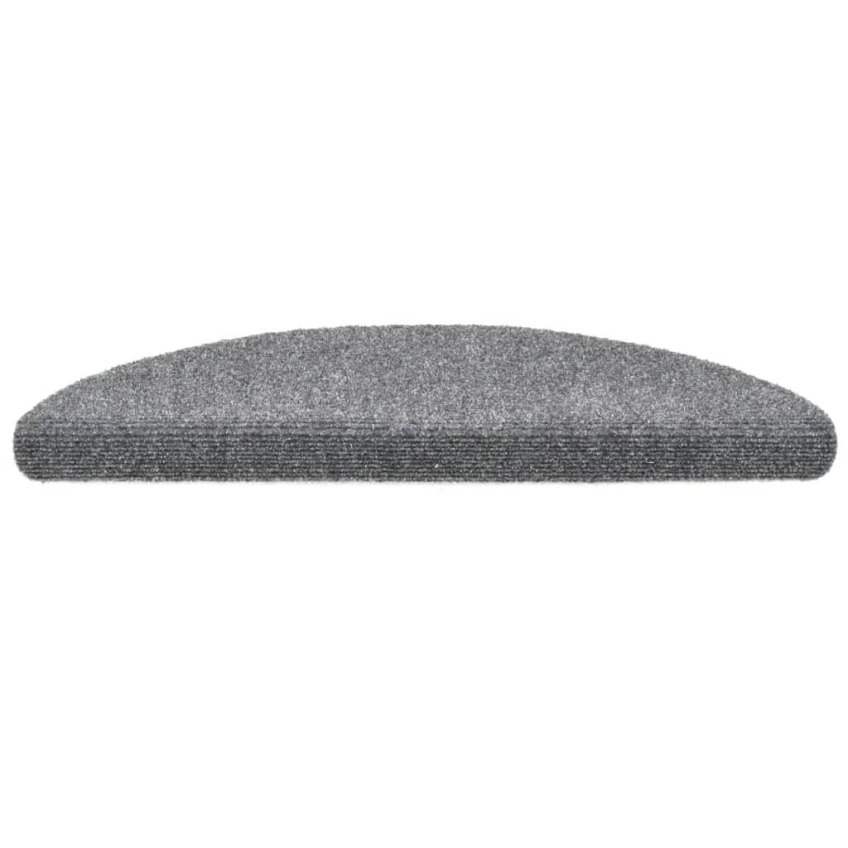 Alfombrilla de escaleras 15 uds tela punzonada gris 56x17x3 cm