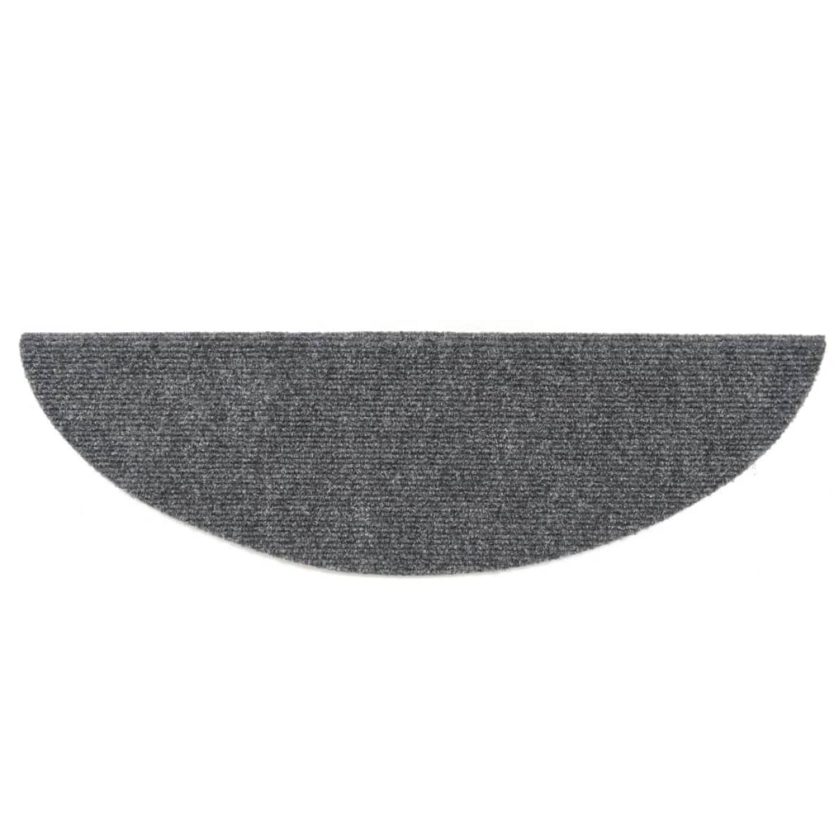 Alfombrilla de escaleras 15 uds tela punzonada gris 56x17x3 cm