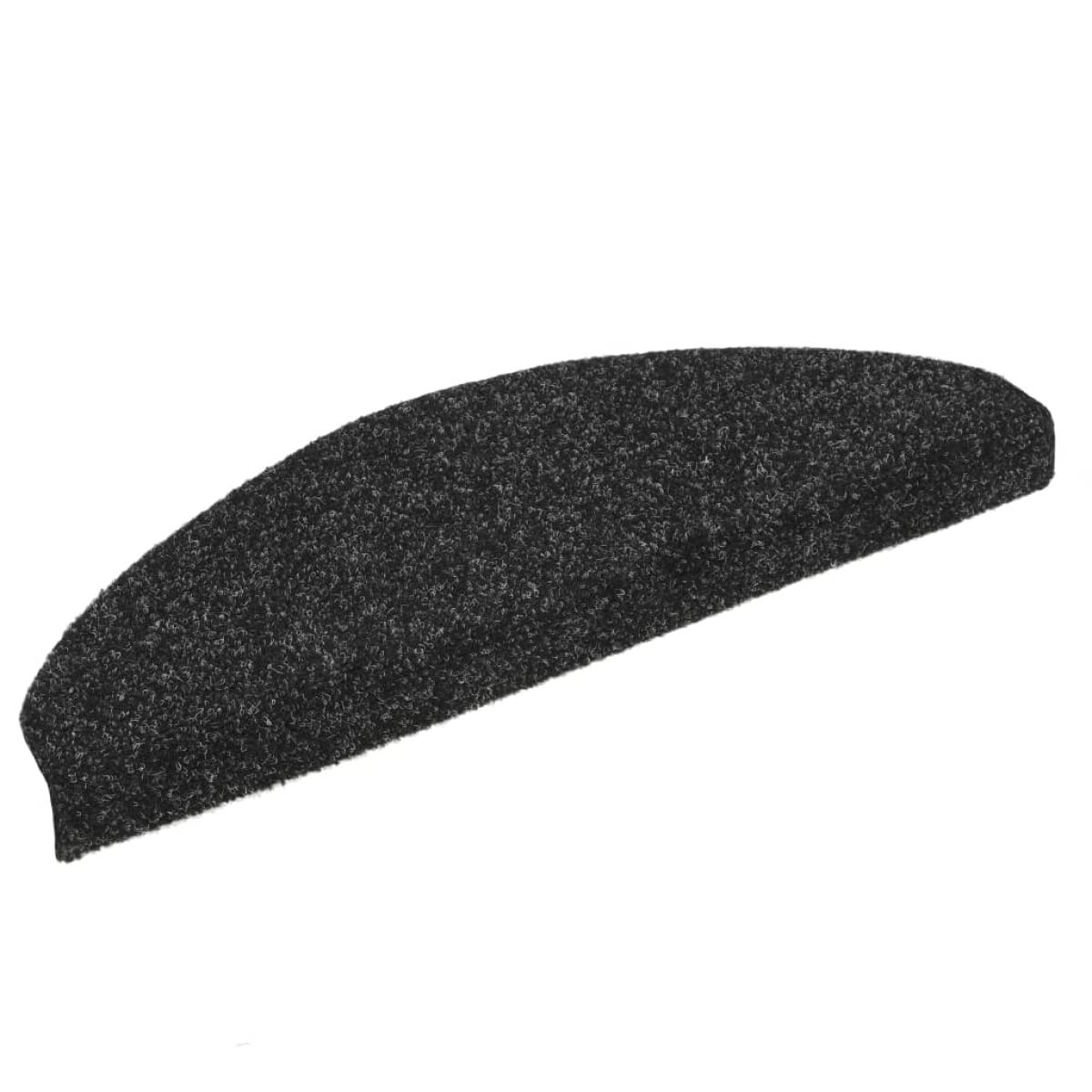 Alfombrilla de escaleras 15 uds tela punzonada 65x21x4cm negro
