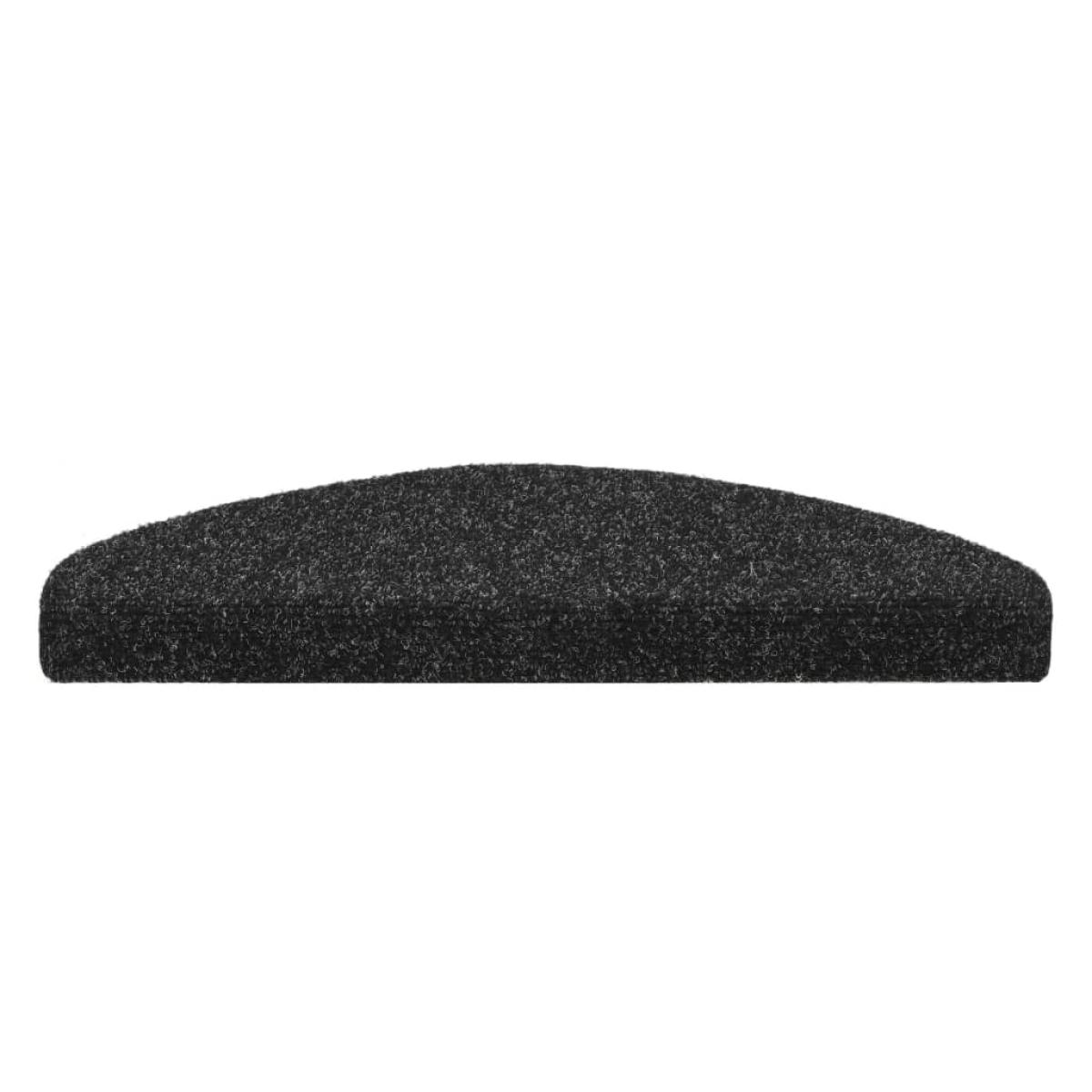 Alfombrilla de escaleras 15 uds tela punzonada 65x21x4cm negro