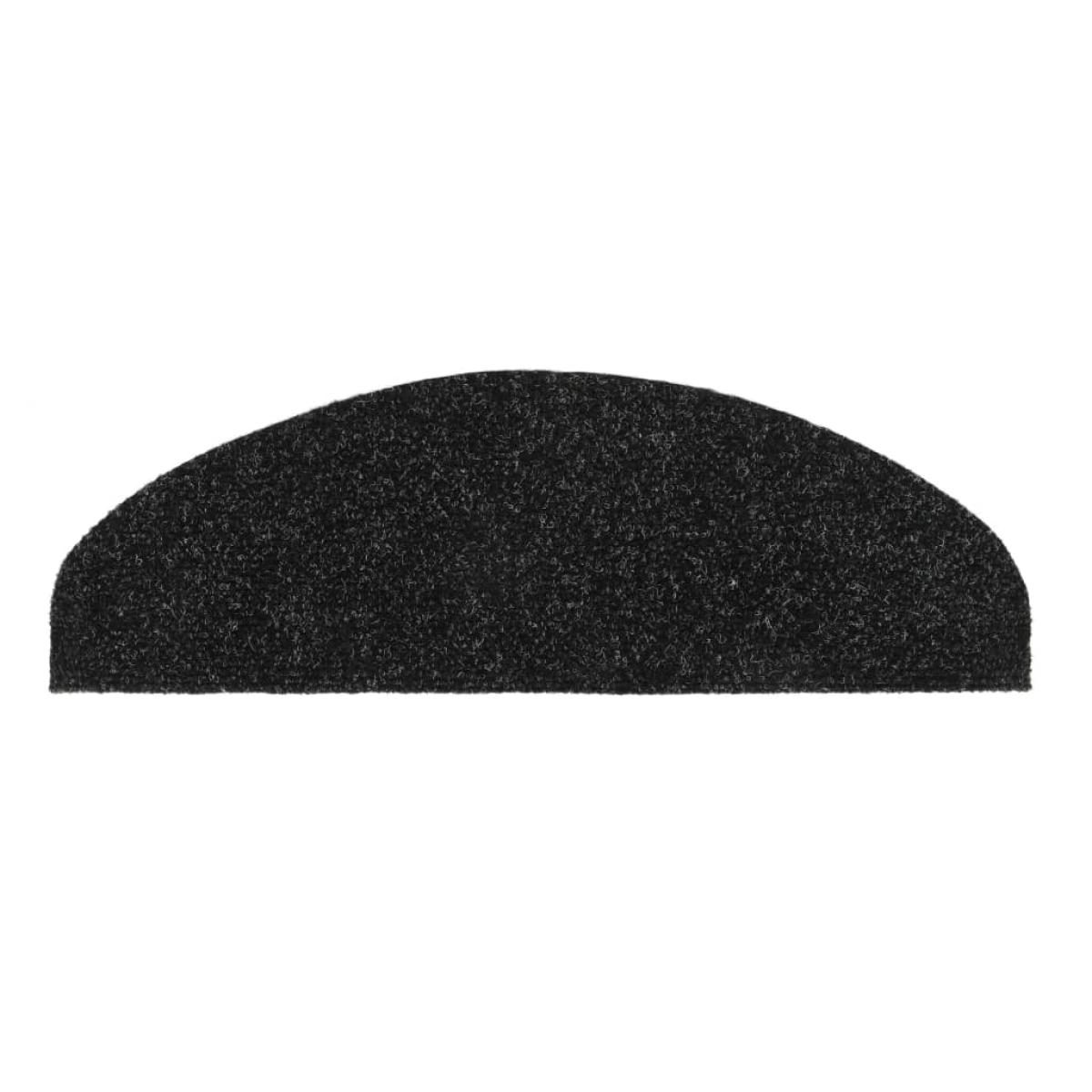 Alfombrilla de escaleras 15 uds tela punzonada 65x21x4cm negro