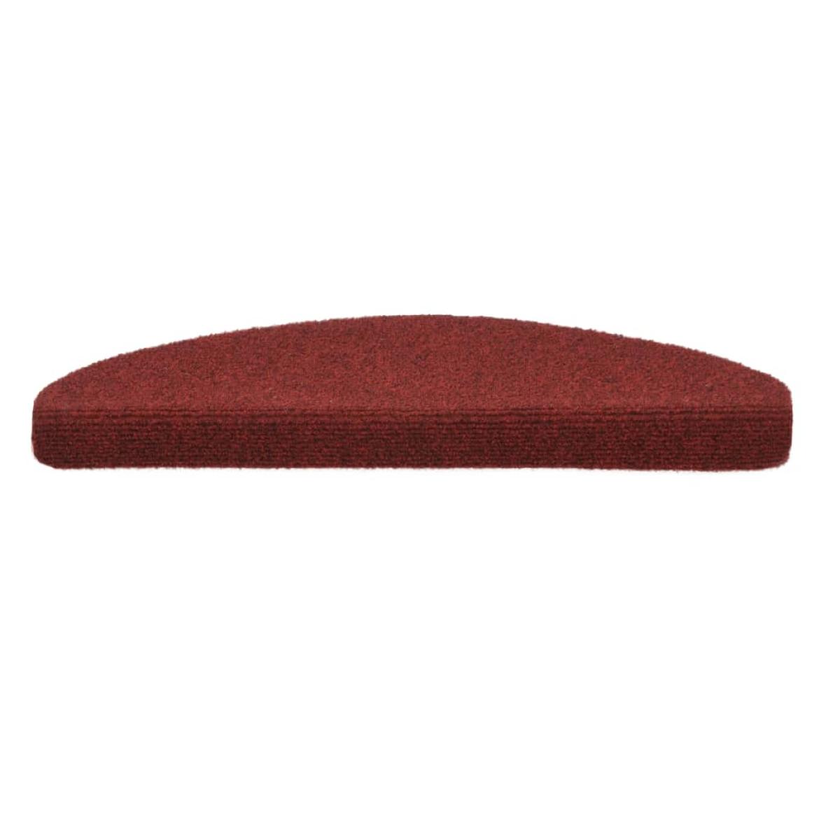 Alfombrilla de escaleras 15 uds tela punzonada 65x21x4 cm rojo
