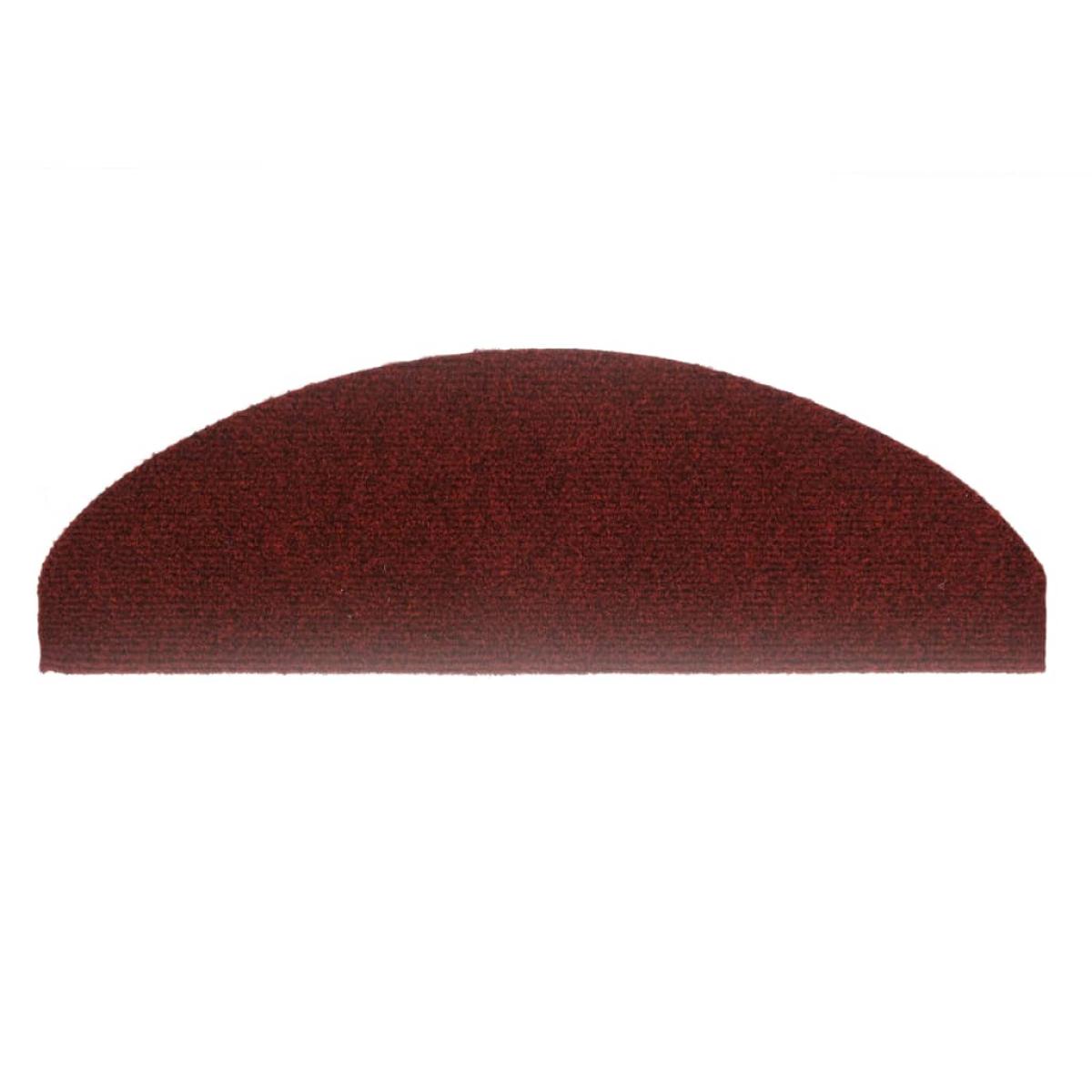 Alfombrilla de escaleras 15 uds tela punzonada 65x21x4 cm rojo