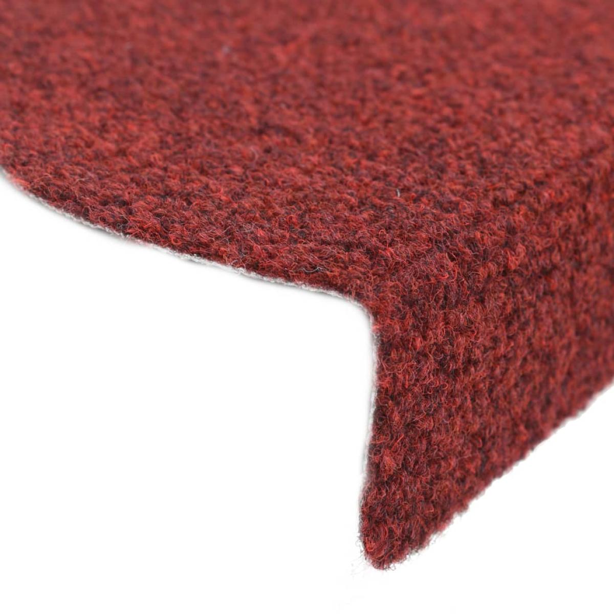 Alfombrilla de escaleras 15 uds tela punzonada 65x21x4 cm rojo