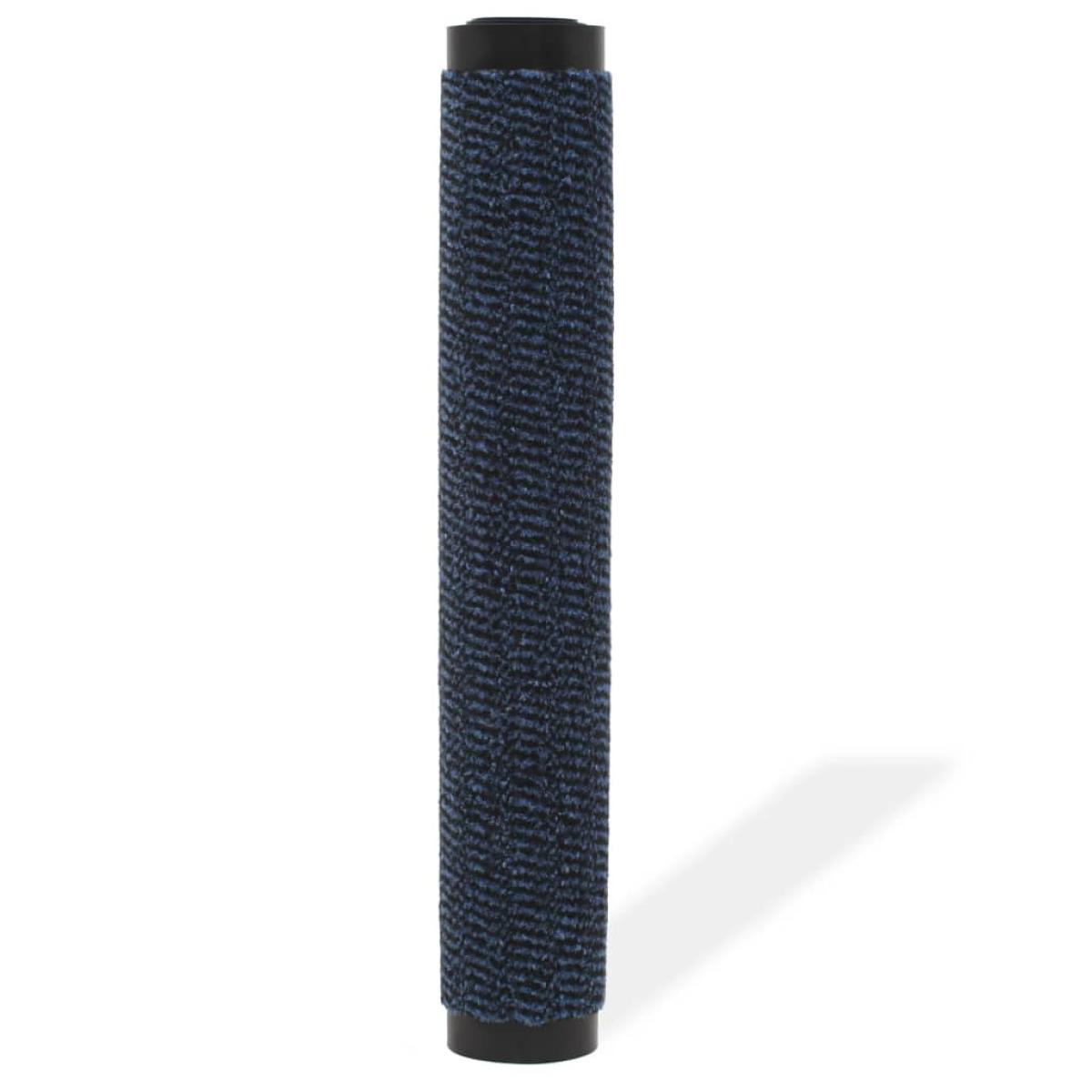 Alfombra de entrada rectangular de nudo 40x60 cm azul
