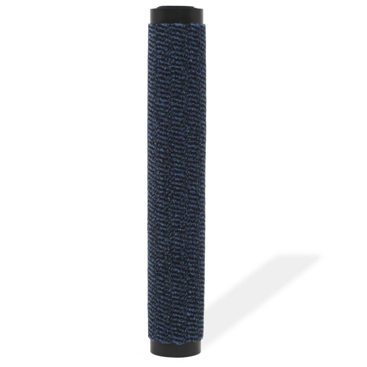 Alfombra de entrada rectangular de nudo 60x90 cm azul