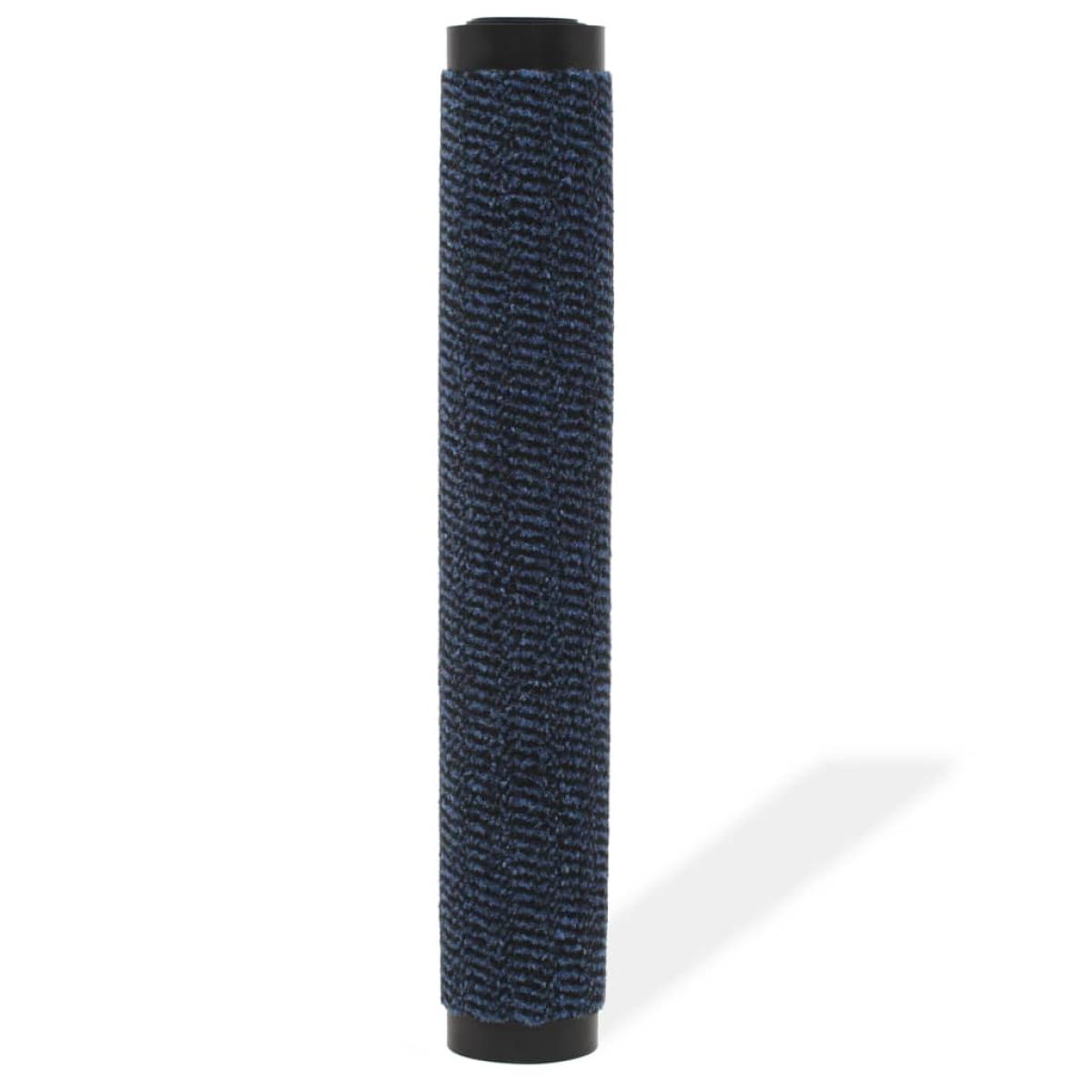 Alfombra de entrada rectangular de nudo 90x150 cm azul