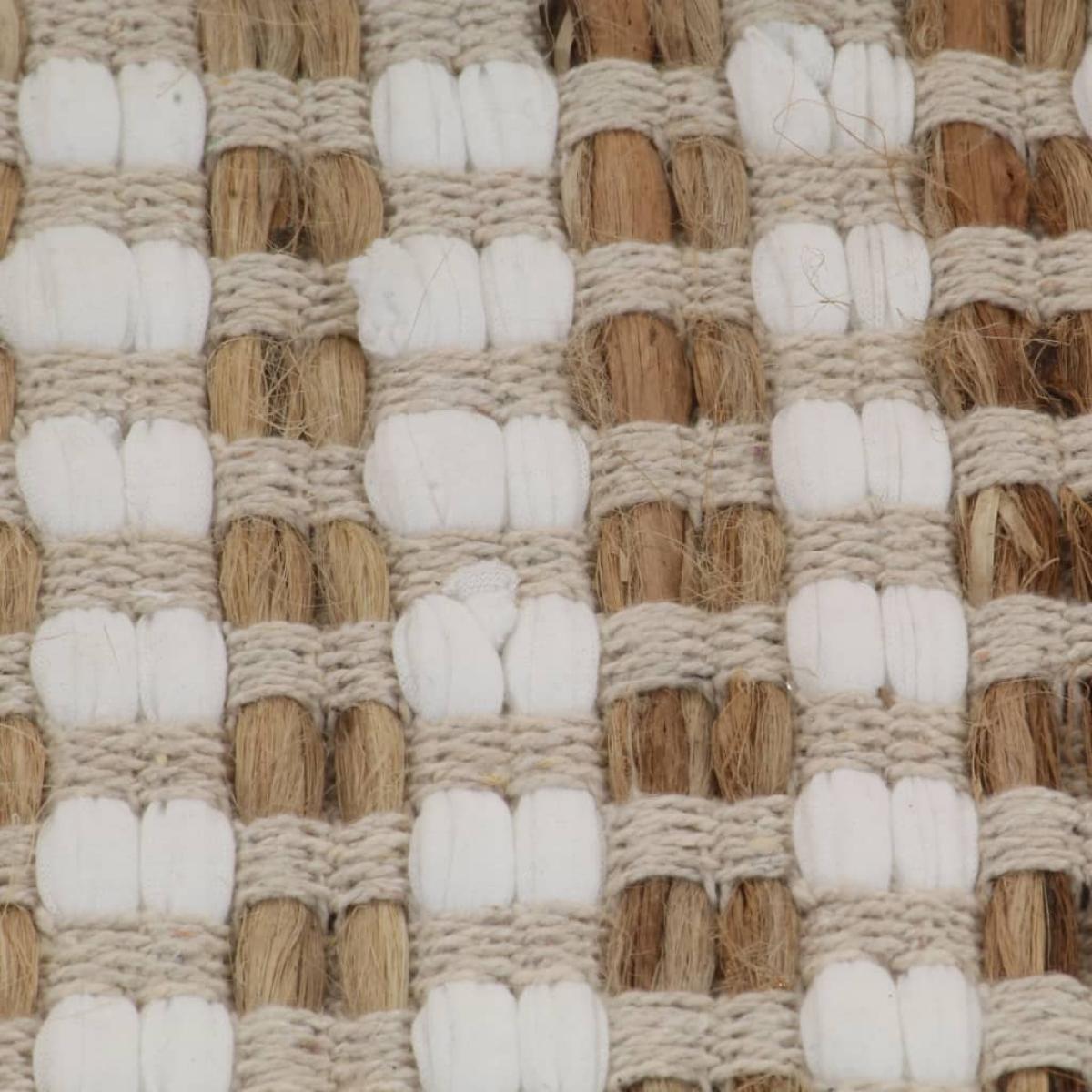 Alfombra de baño tejida a mano de yute y tela natural y blanca
