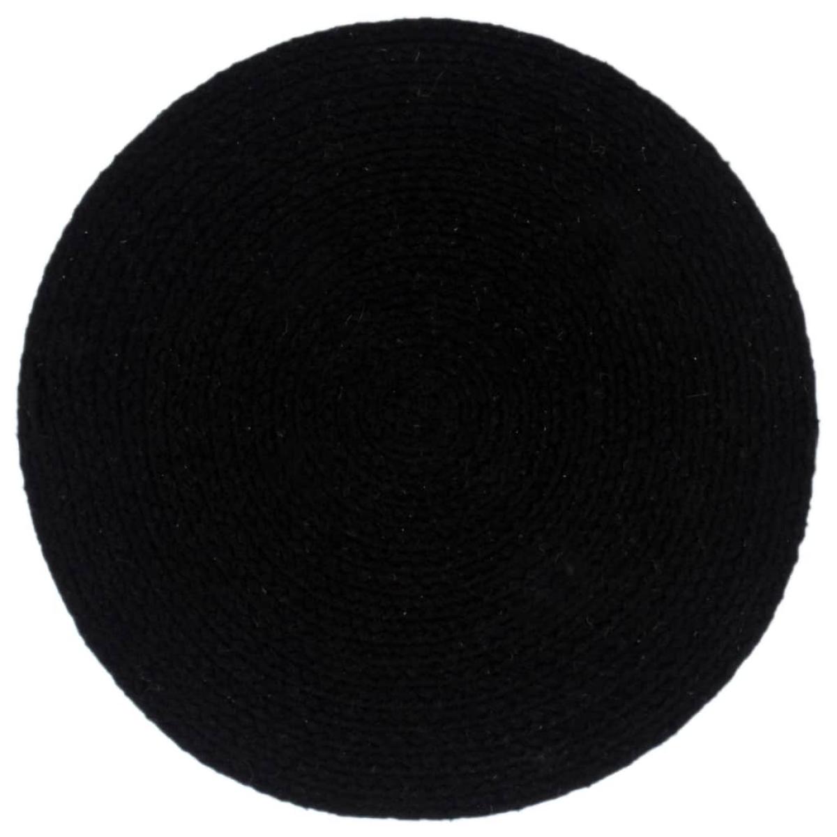 Mantel individual 4 unidades liso redondo algodón negro 38 cm 