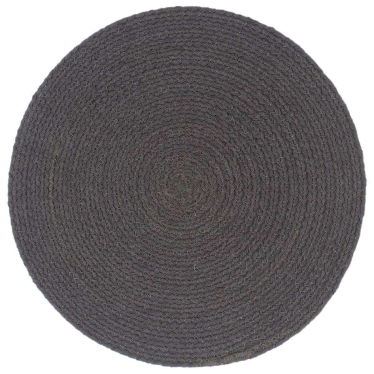 Mantel individual 6 uds liso redondo algodón gris oscuro 38 cm 