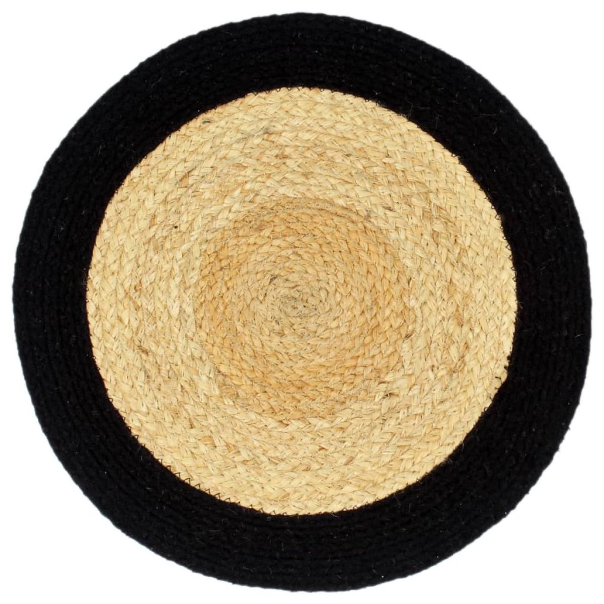Mantel individual 4 uds yute y algodón natural y negro 38 cm