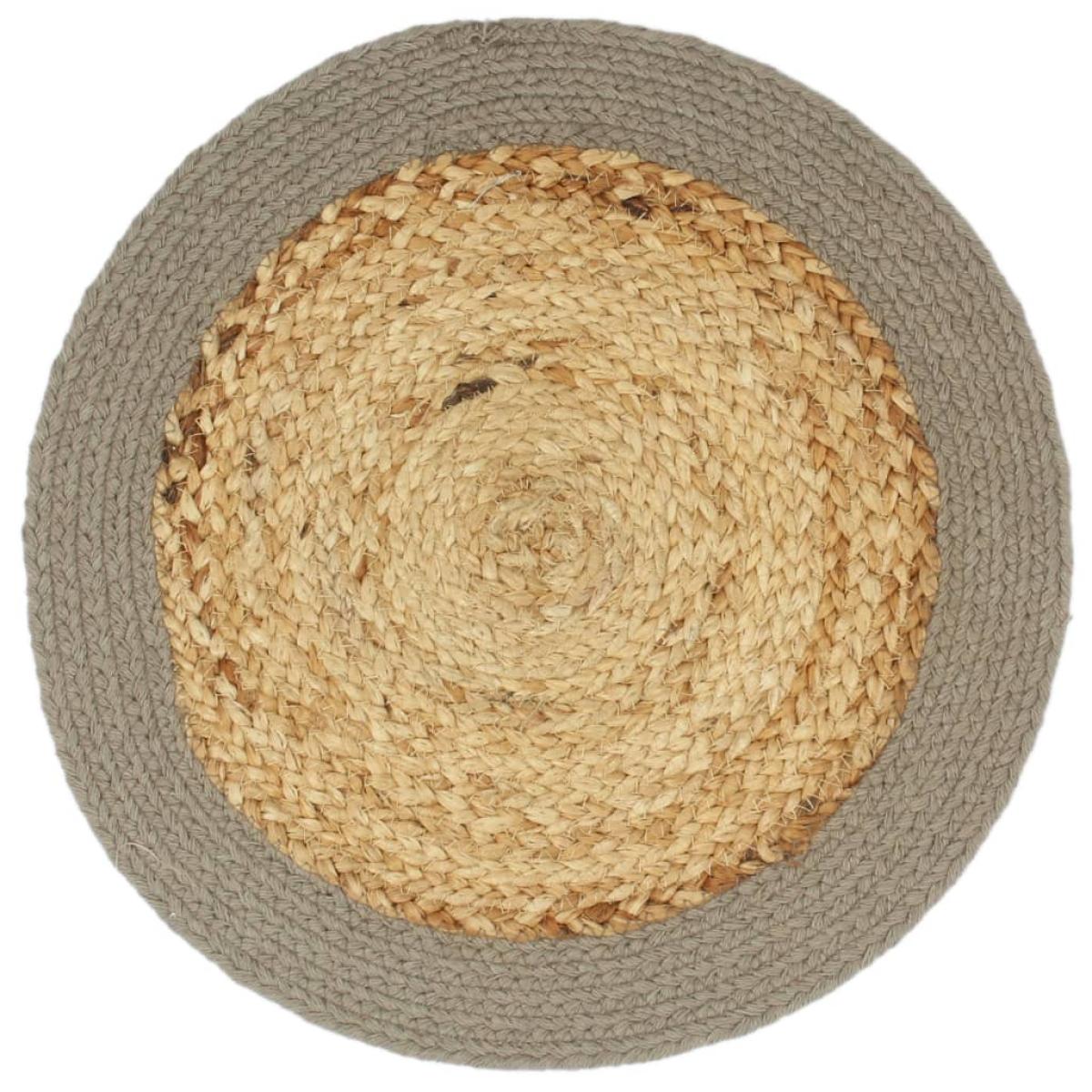 Mantel individual 6 uds yute y algodón natural y gris 38 cm