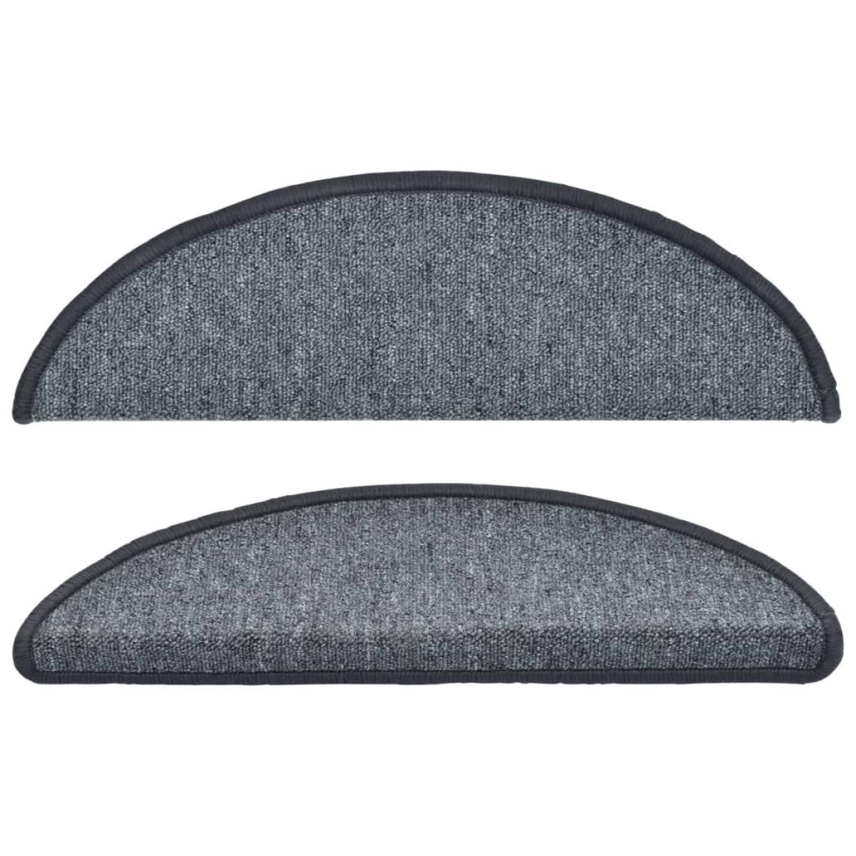 Alfombrillas de escalera 15 unidades gris oscuro 56x17x3 cm