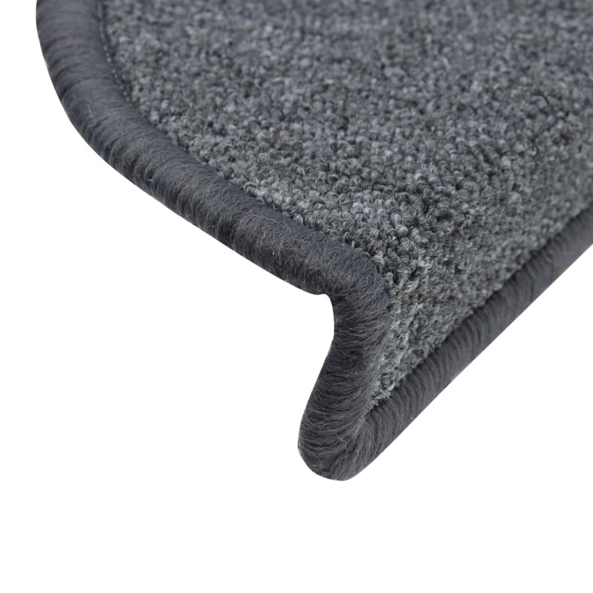 Alfombrillas de escalera 15 unidades gris oscuro 56x17x3 cm