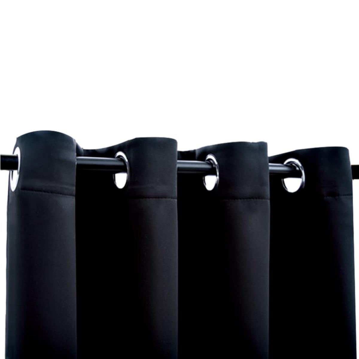 Cortina opaca con anillas de metal negro 290x245 cm