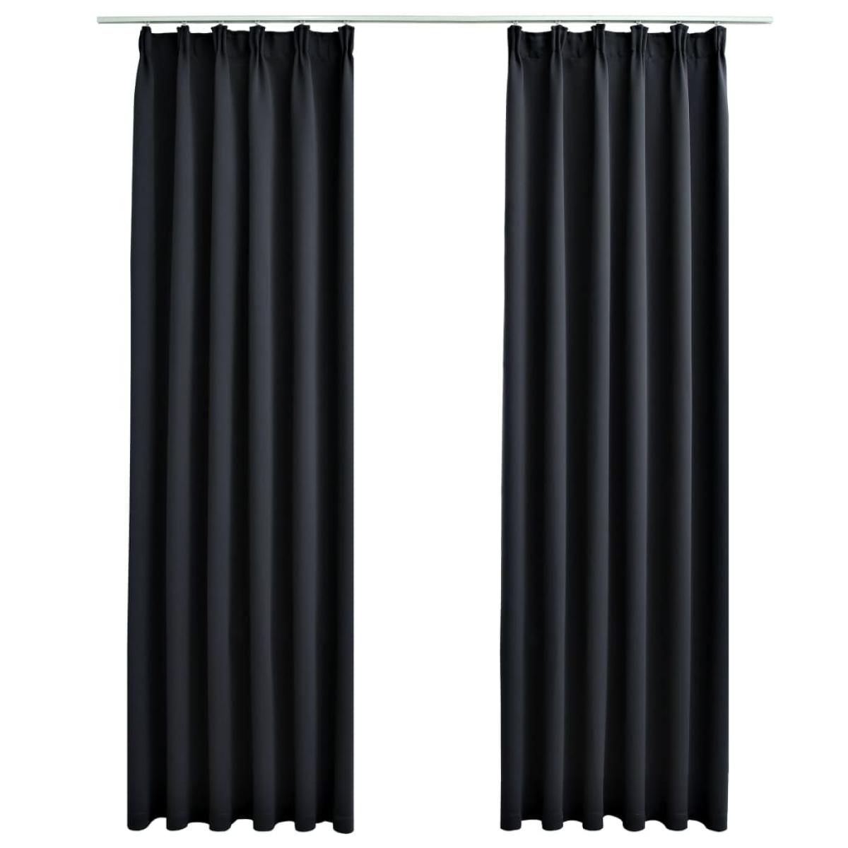 Cortinas opacas con ganchos 2 piezas negro 140x245 cm