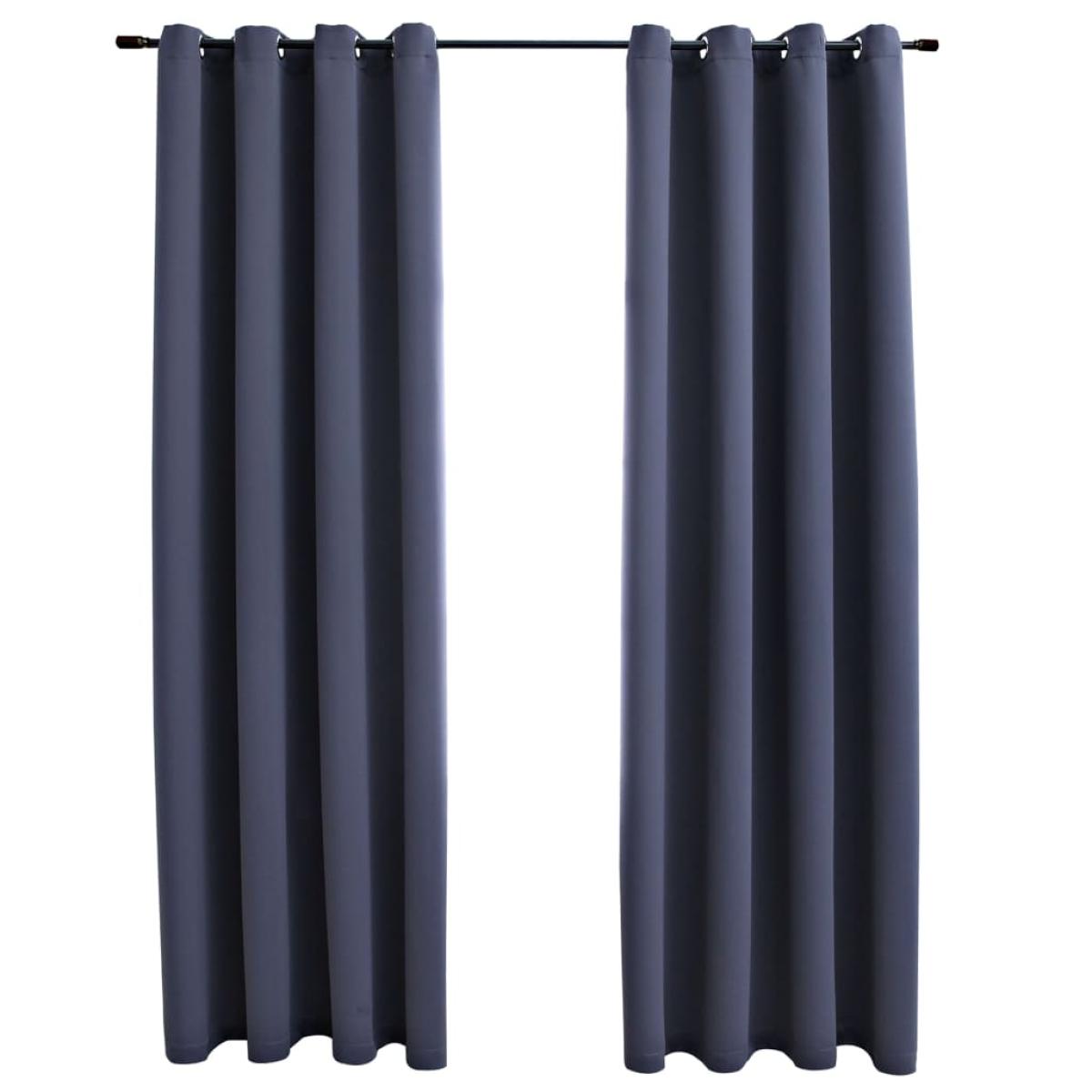Cortinas opacas con anillas de metal 2 uds antracita 140x175 cm