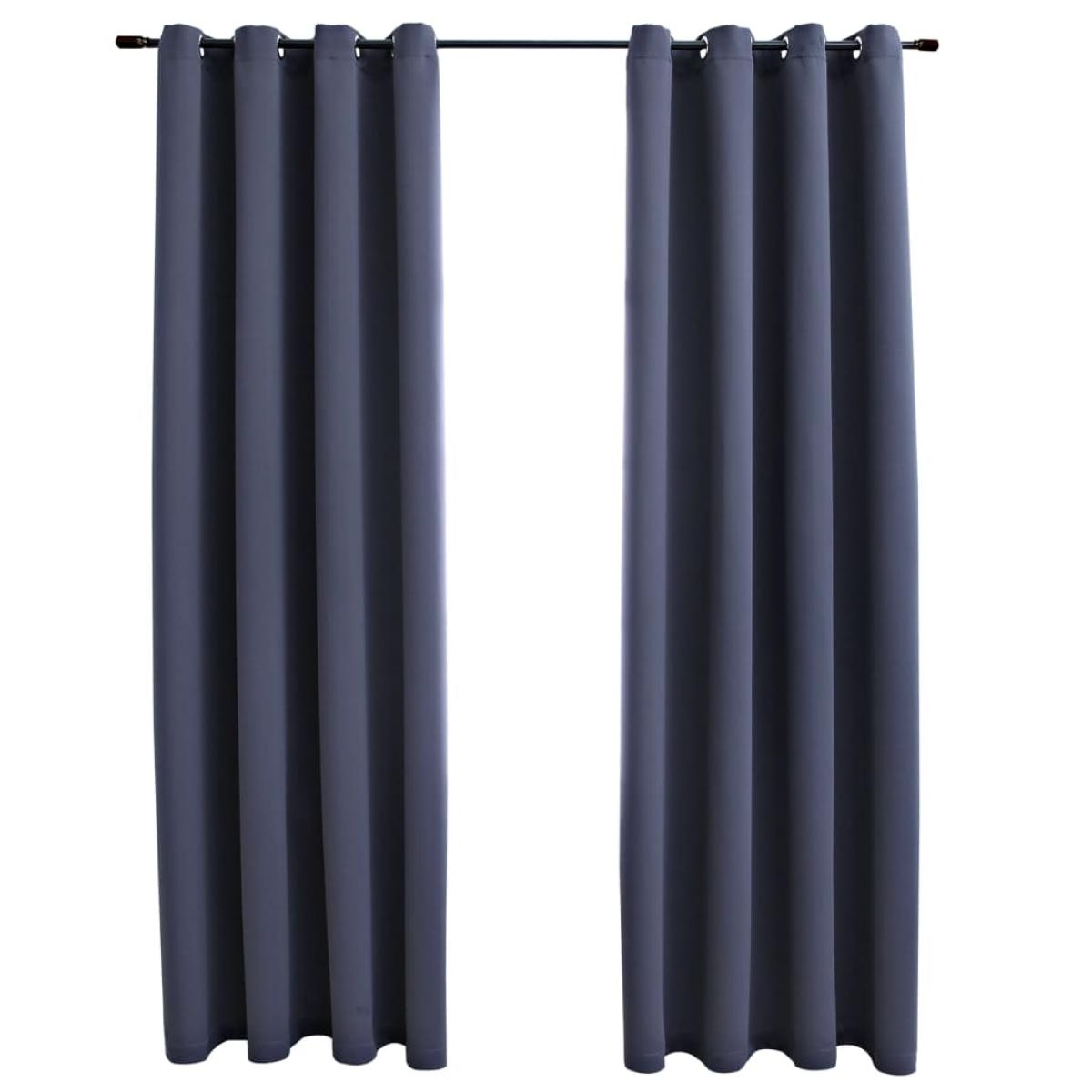 Cortinas opacas con anillas de metal 2 pzs antracita 140x225 cm
