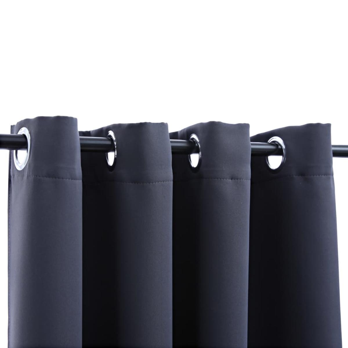 Cortinas opacas con anillas de metal 2 pzs antracita 140x225 cm