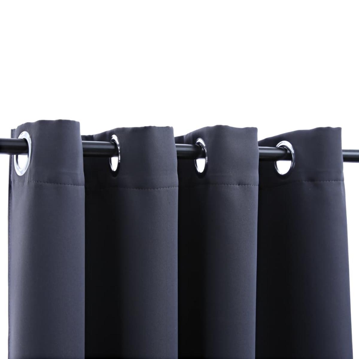 Cortinas opacas con anillas de metal 2 pzs antracita 140x245 cm