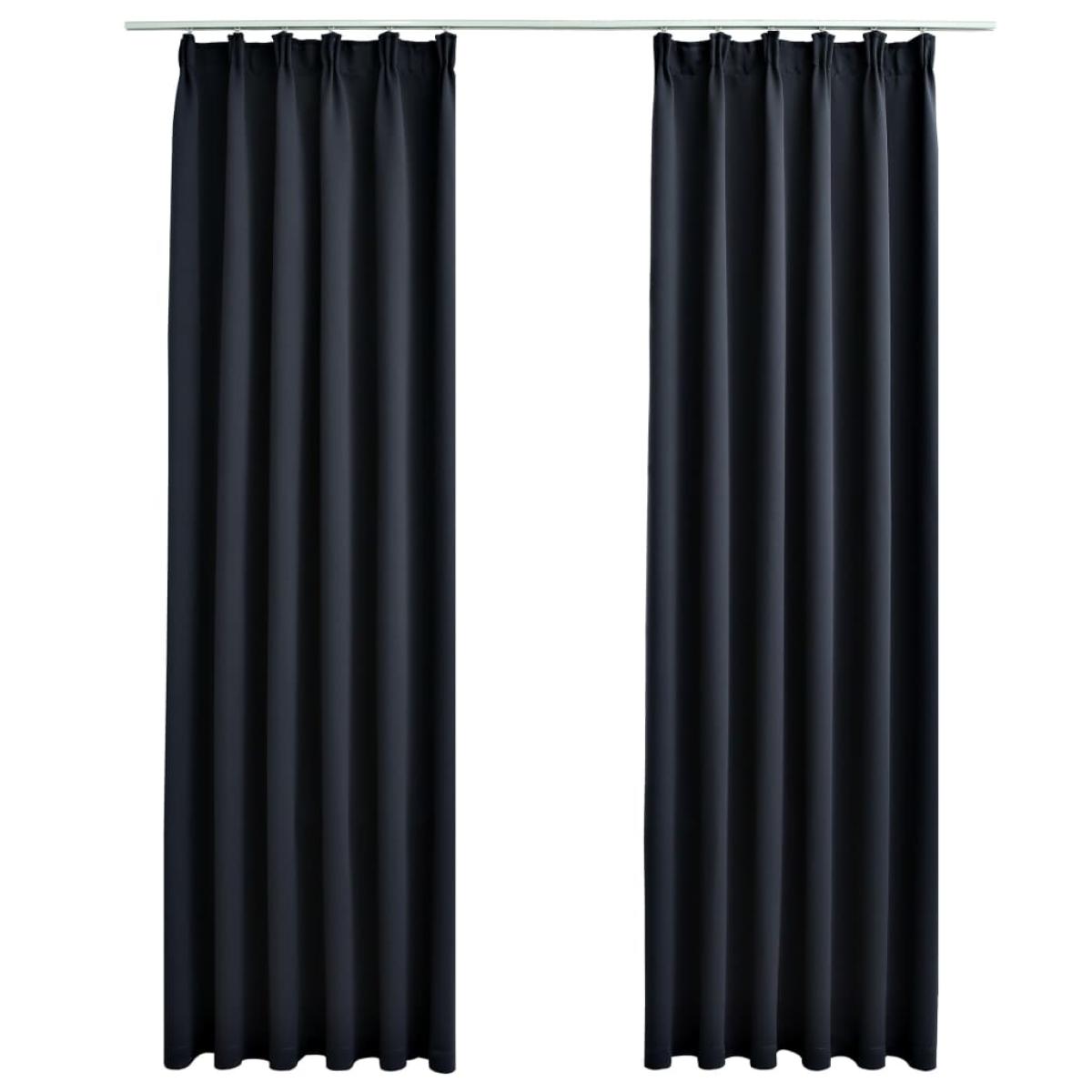 Cortinas opacas con ganchos 2 unidades gris antracita 140x175cm